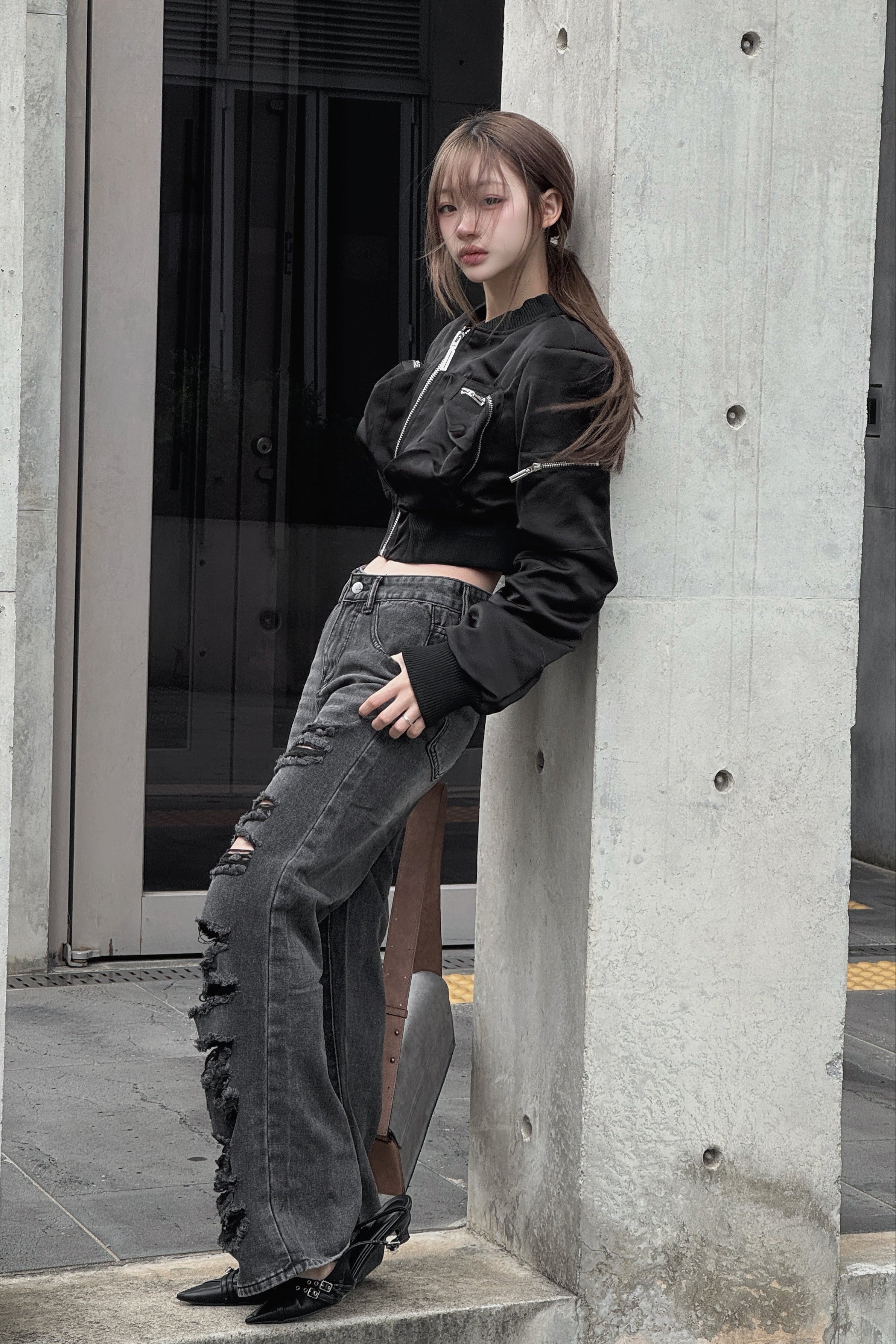 Pocket Shirring Cropped MA1 KSG30052