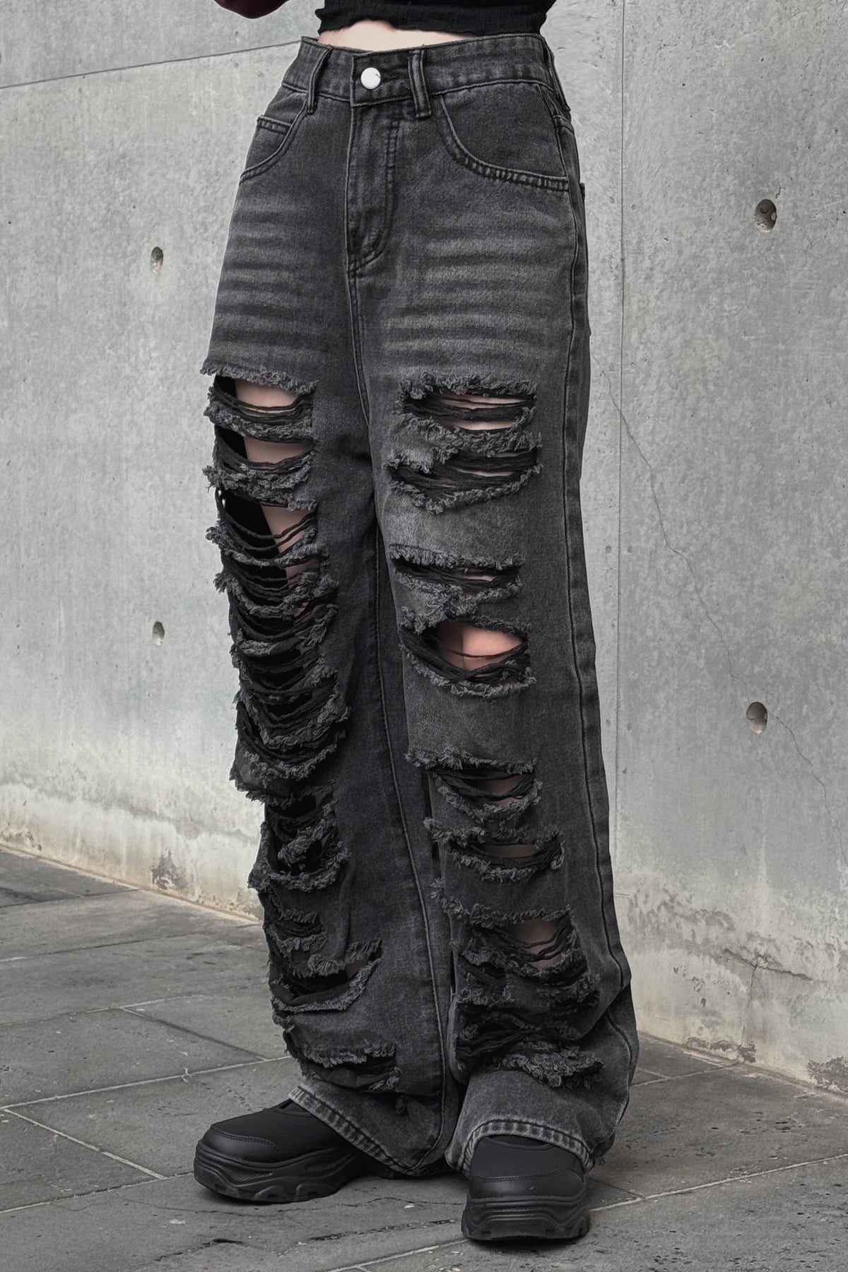 multi damage wide denim KSG19313