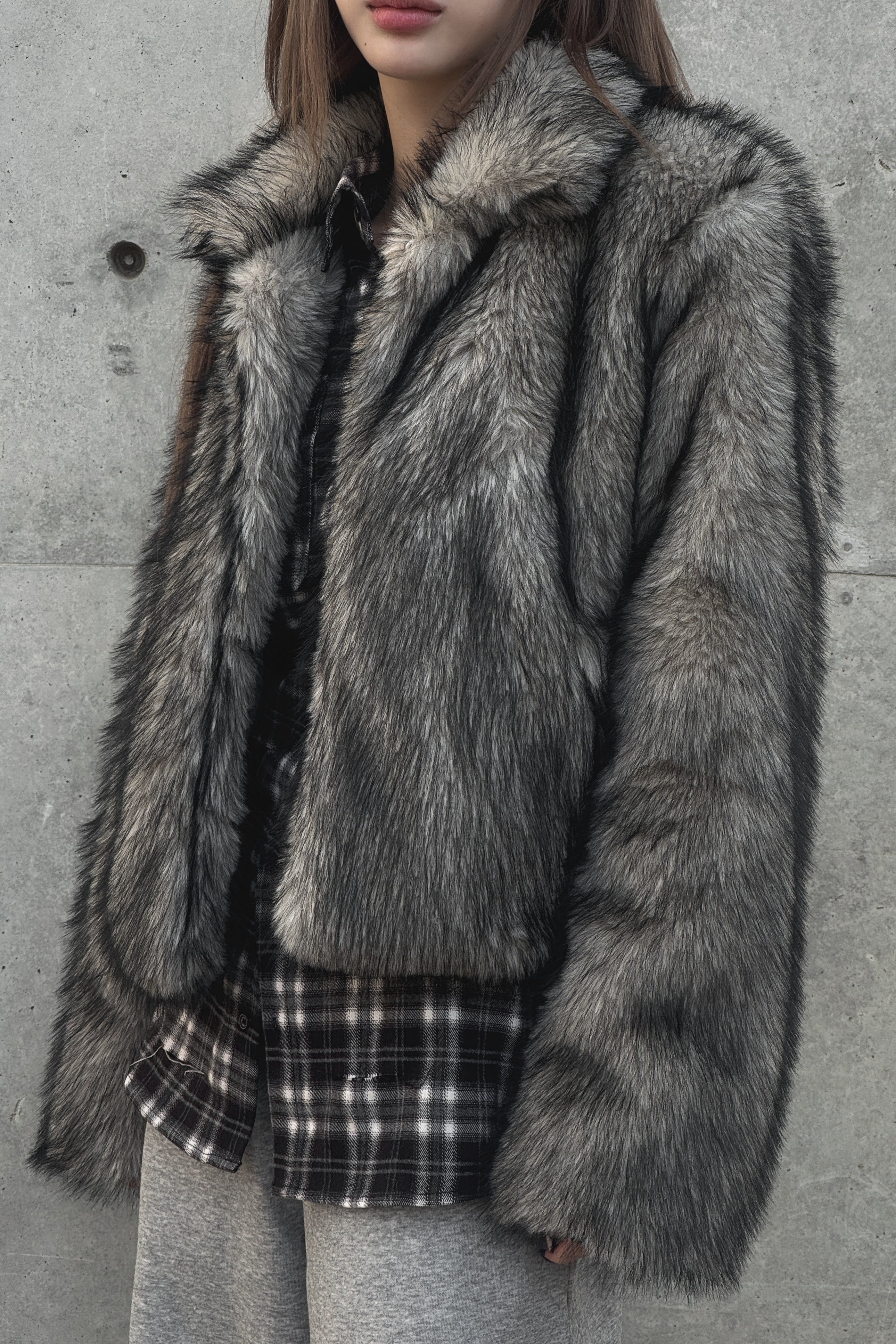 グレーファーショートジャケット KSG30032