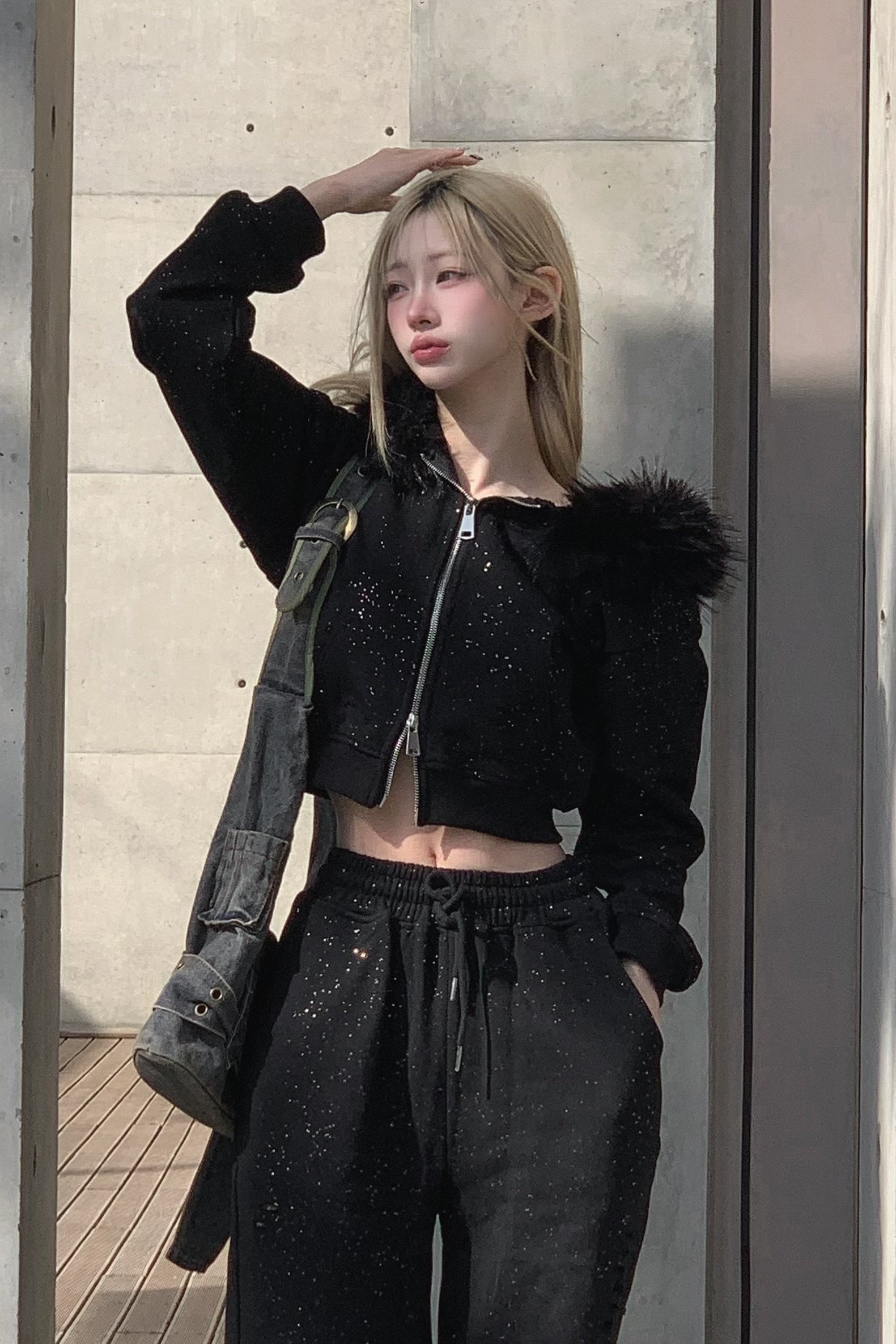 ラメスウェットフーディーセットアップ KSG30104