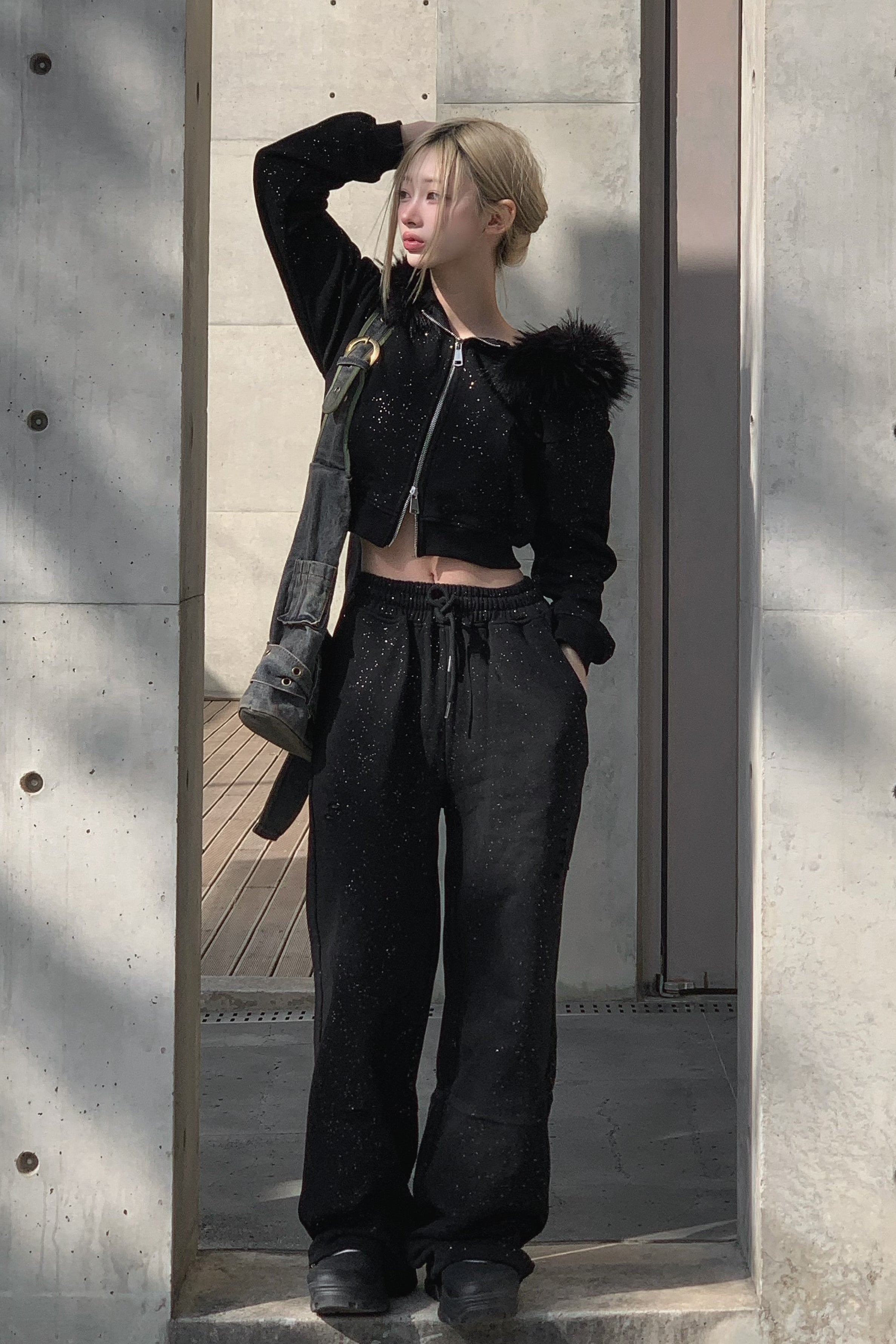 ラメスウェットフーディーセットアップ KSG30104