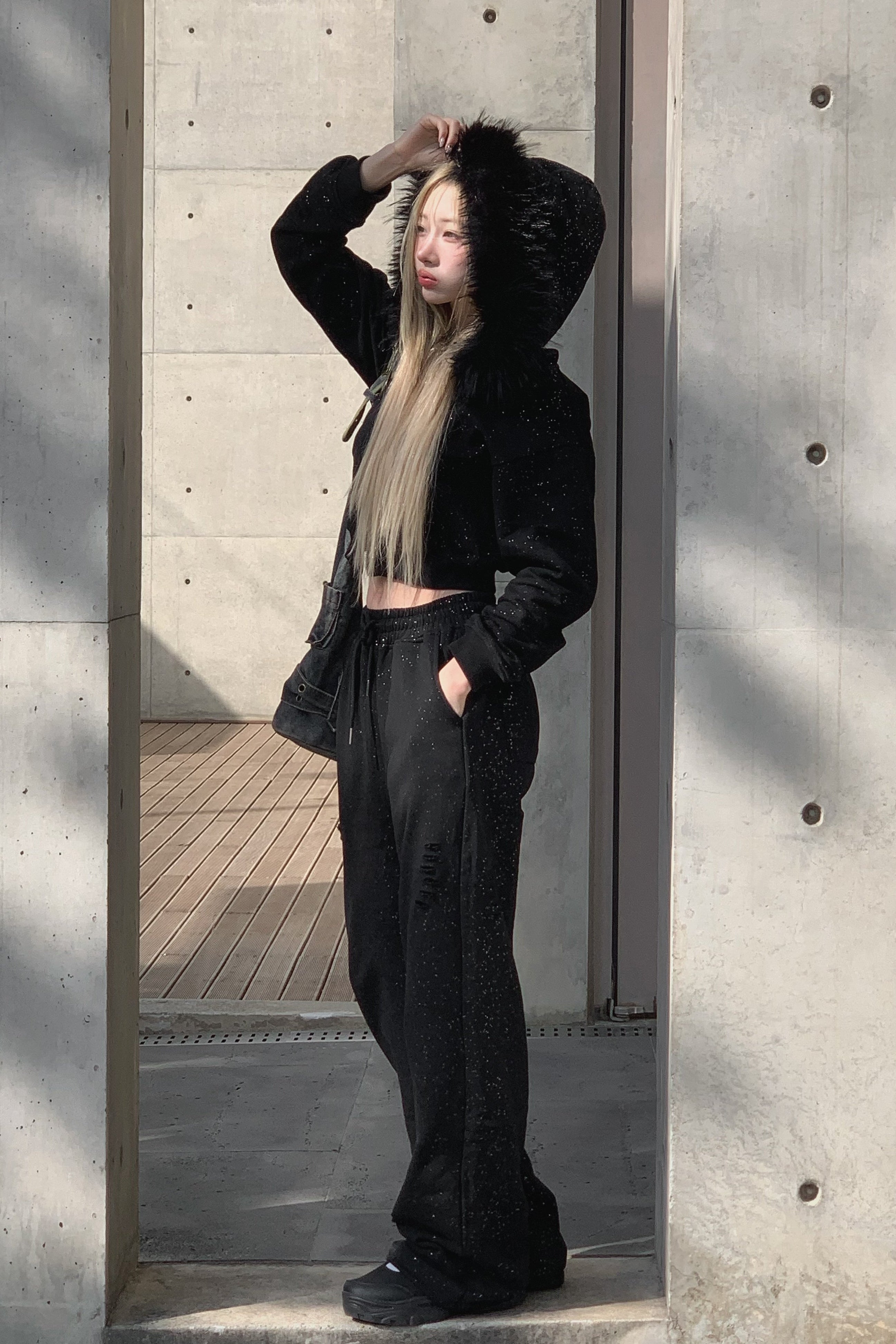 ラメスウェットフーディーセットアップ KSG30104