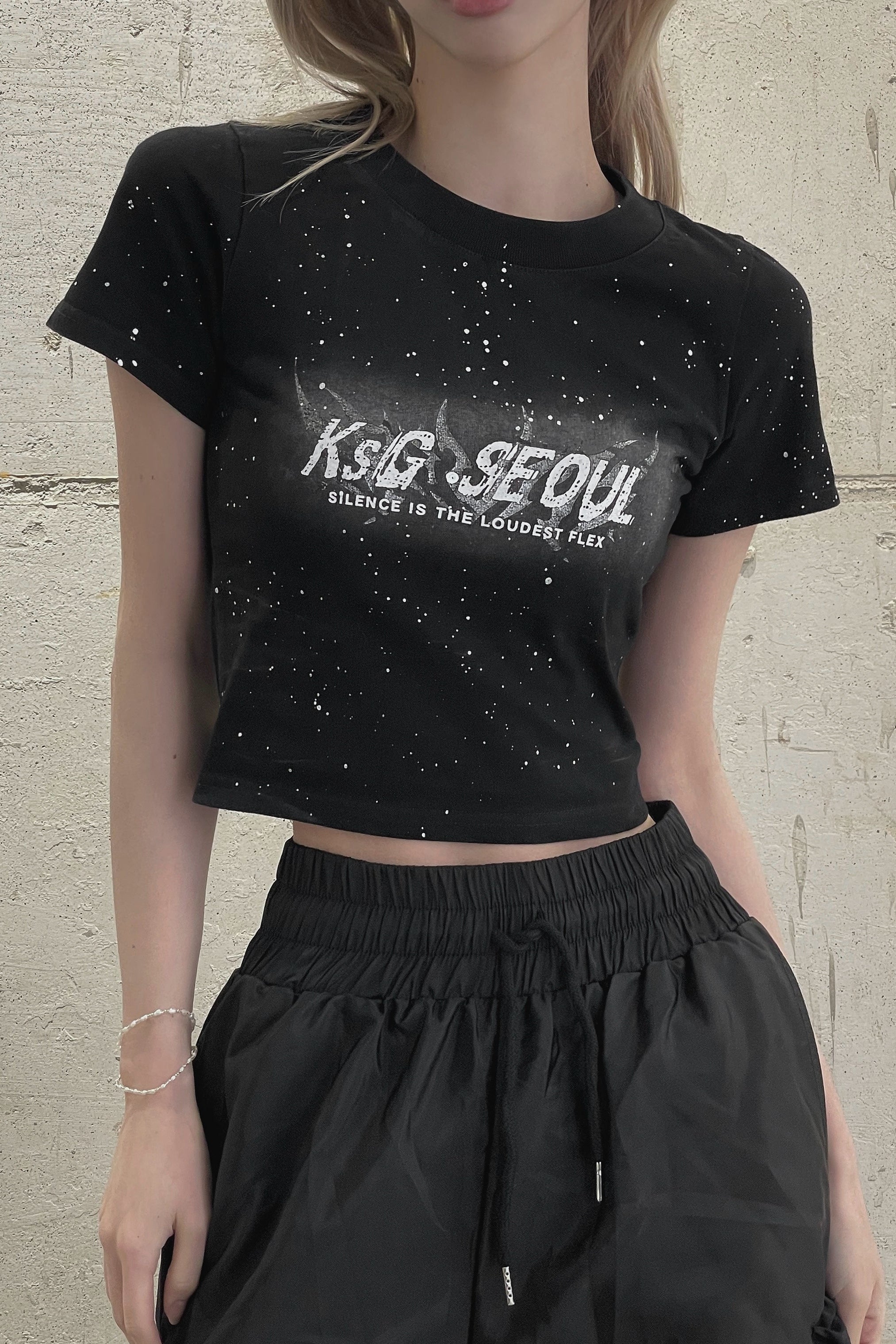 kirakiraレタリングクロップドTシャツ KSG21146