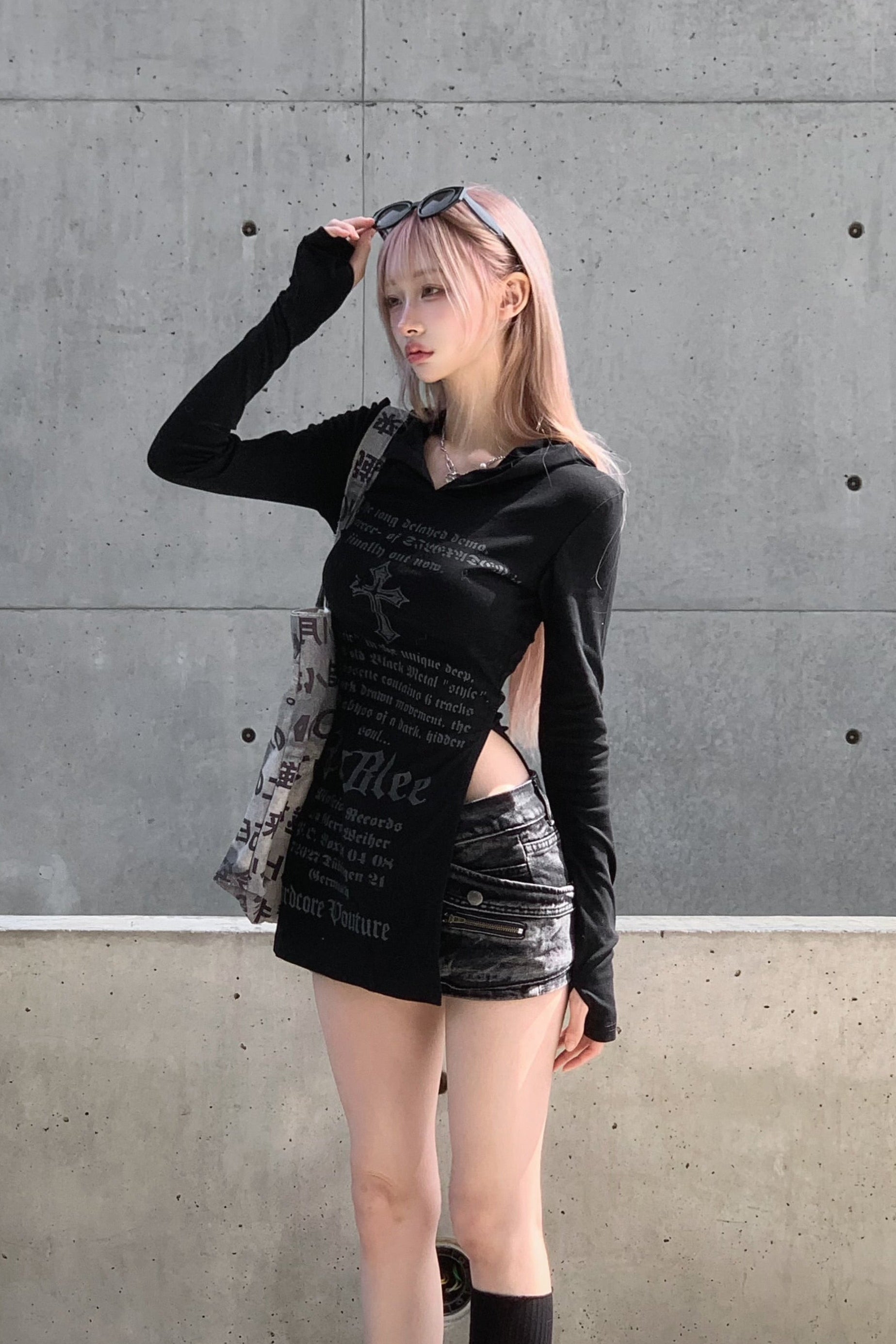 フーディーレタリングロング丈トップス KSG21200