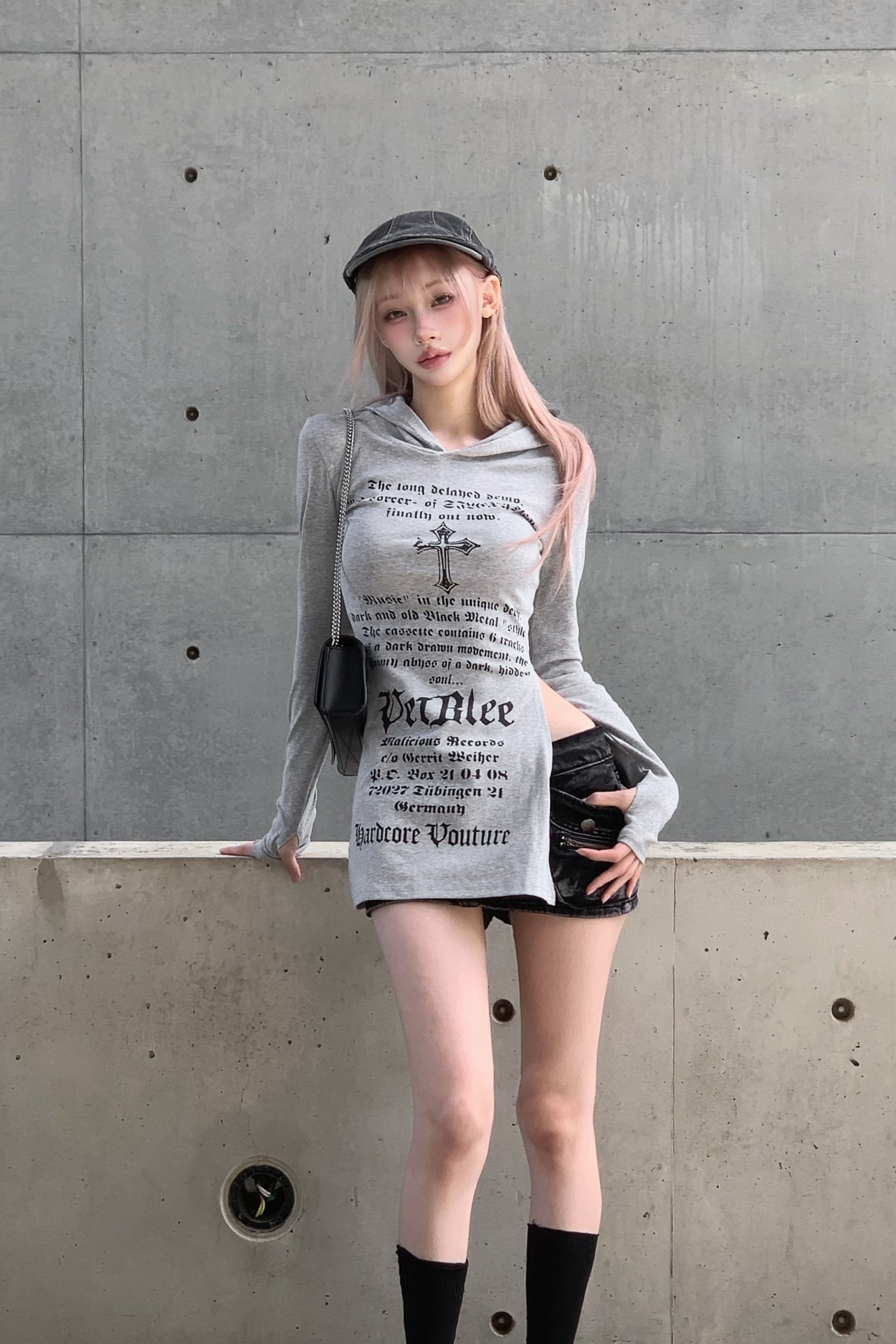 フーディーレタリングロング丈トップス KSG21200