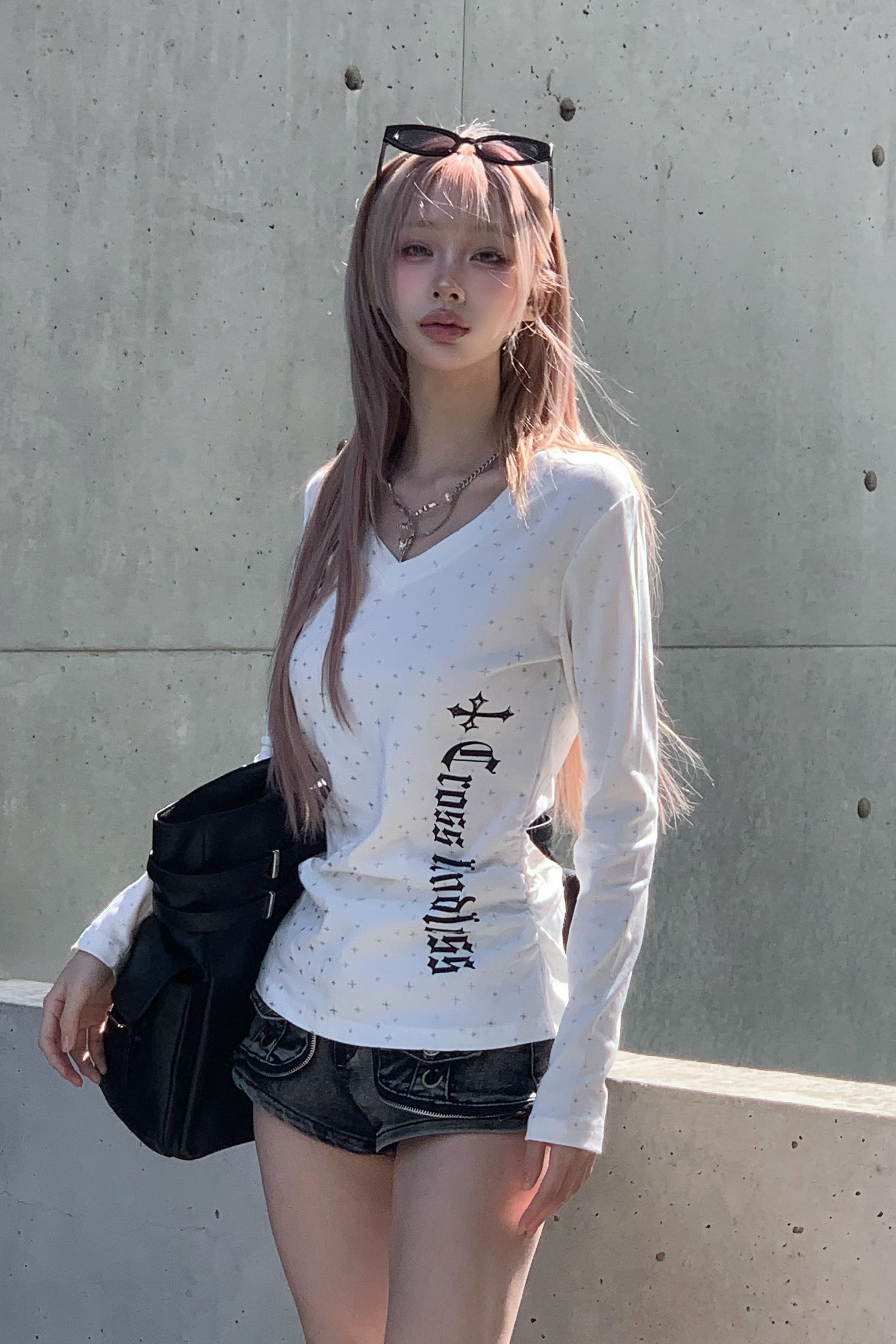 クロスデザインレタリングTシャツ KSG21202