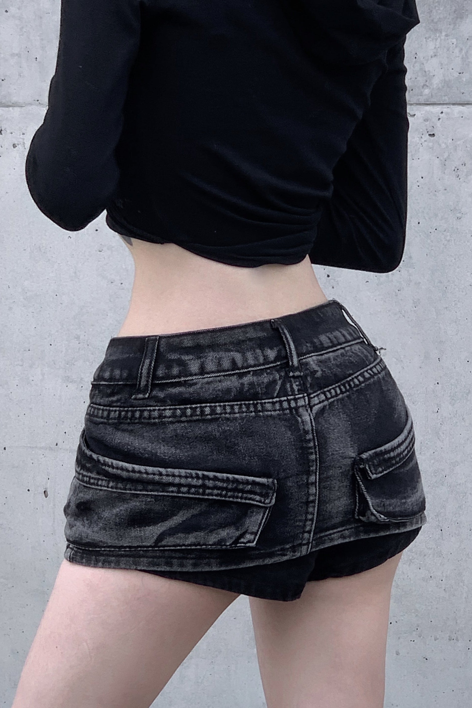 ウォッシュカーゴデニムミニスカパン KSG19404