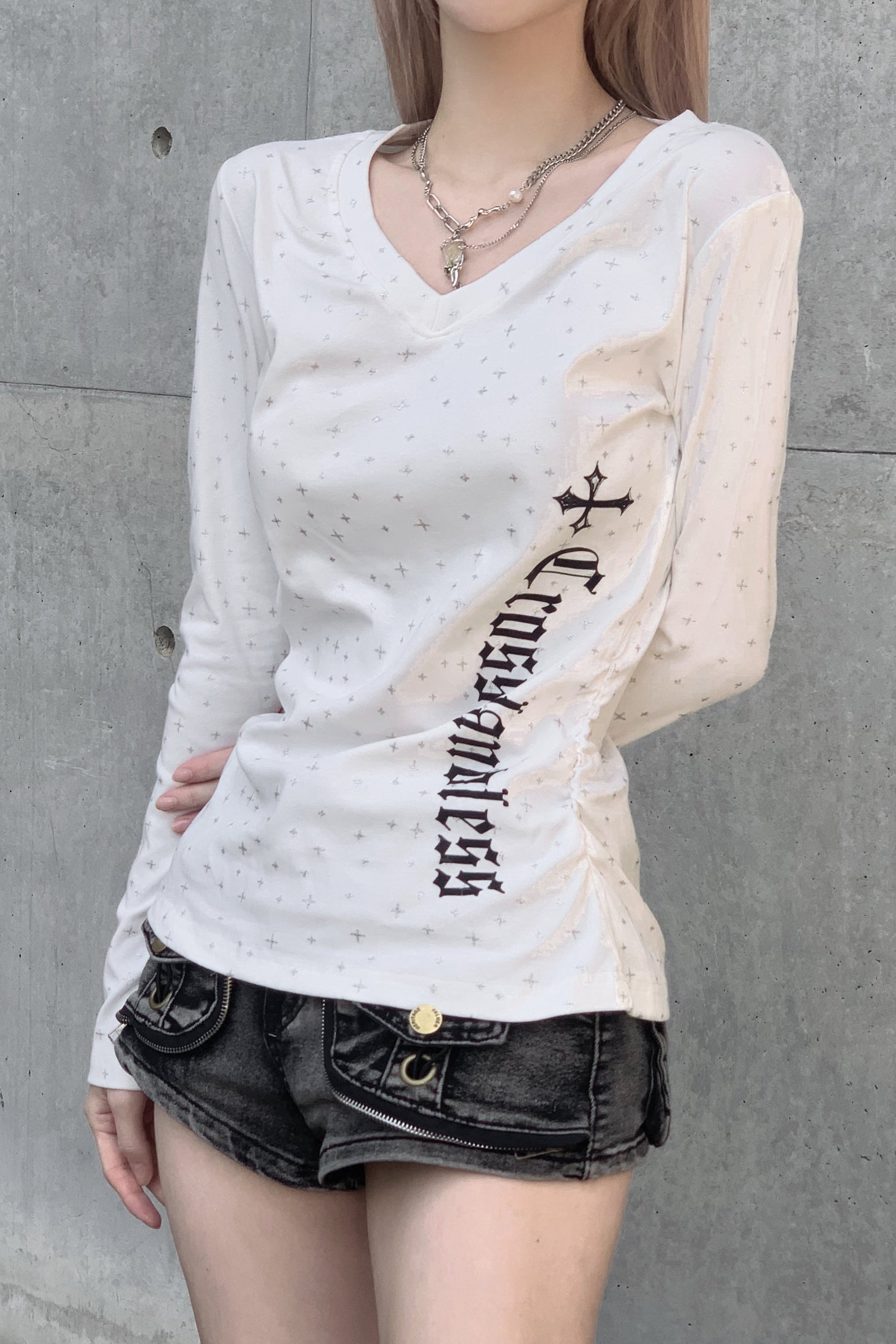 クロスデザインレタリングTシャツ KSG21202