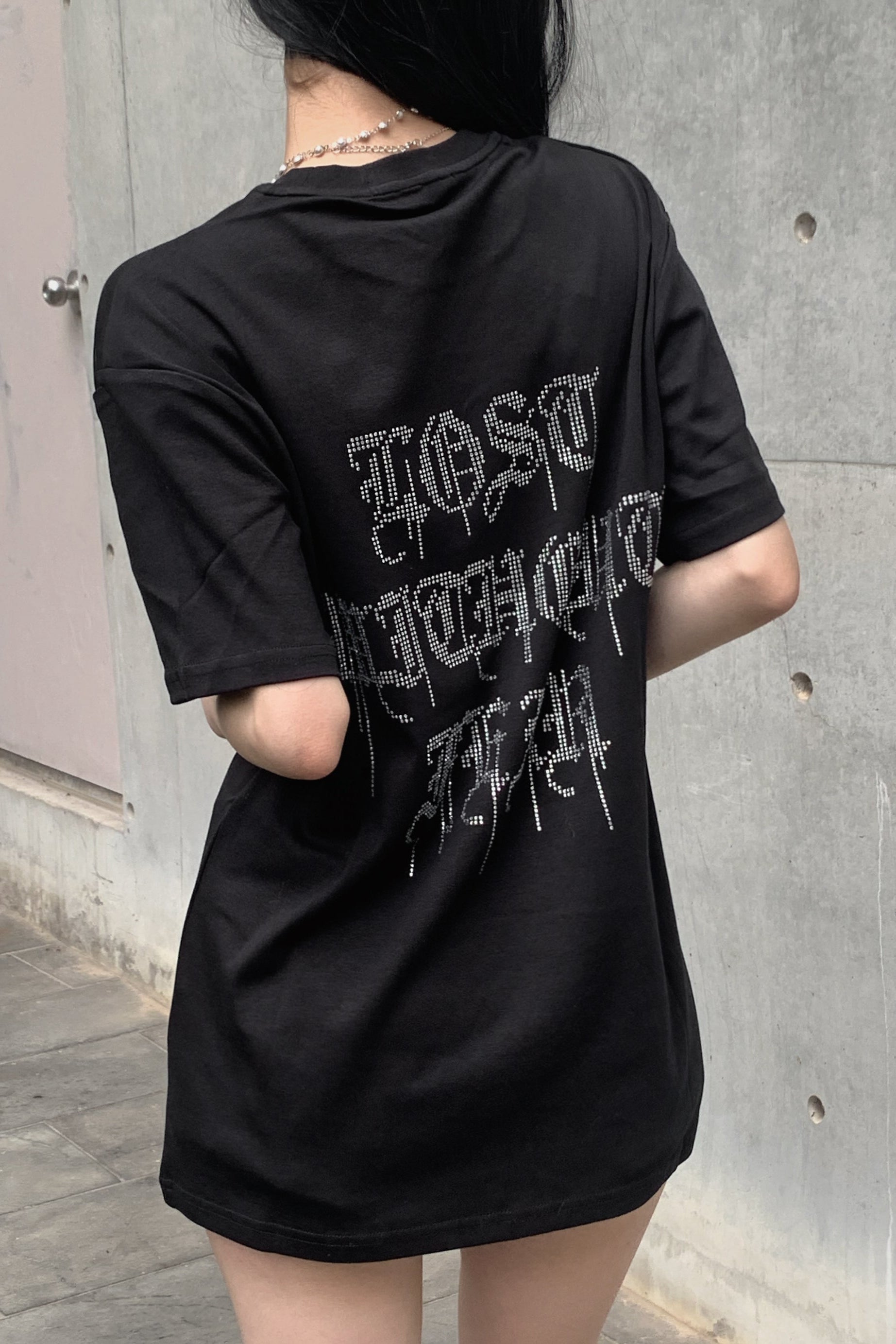 バックレタリングビジューTシャツ KSG21293