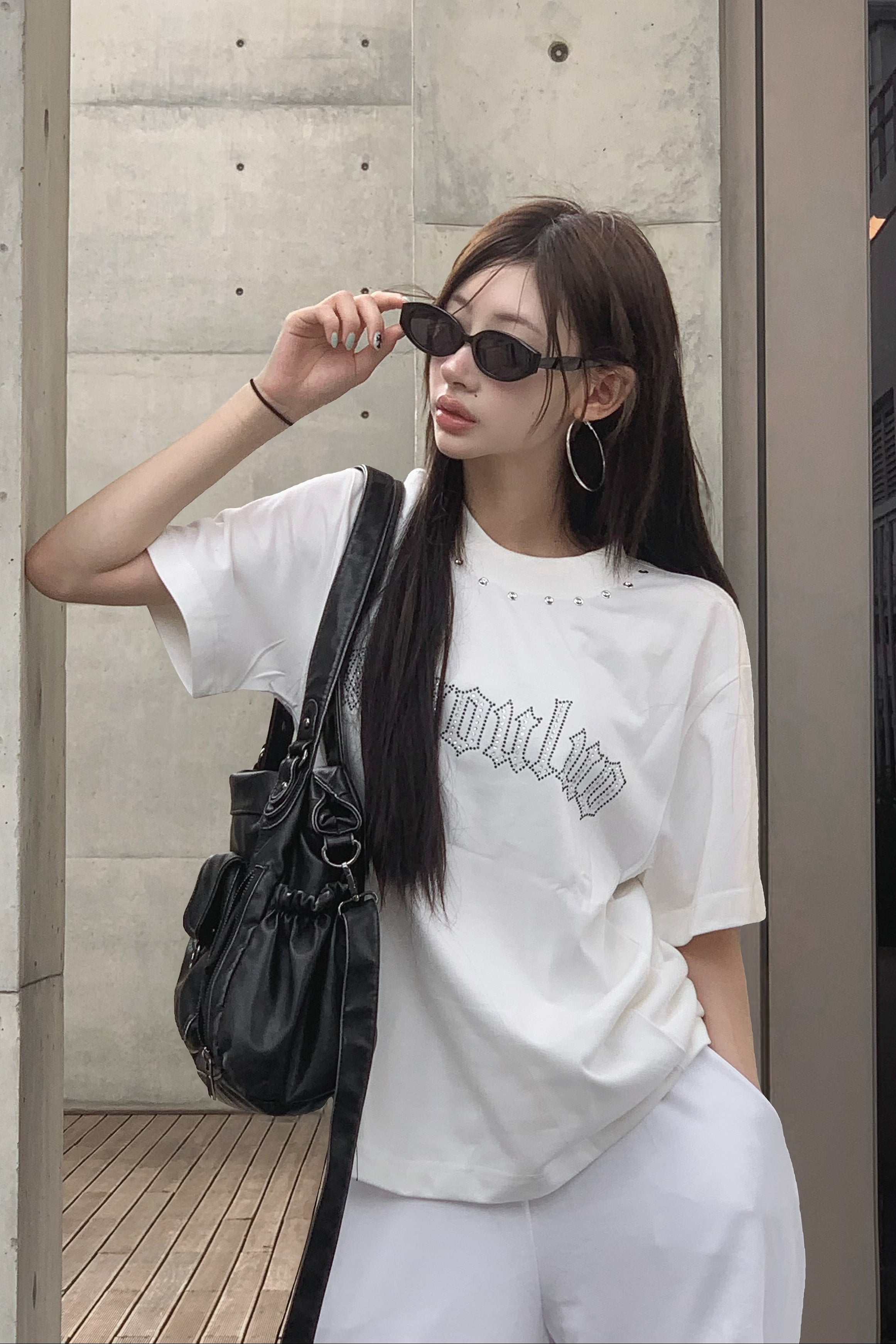 オーバーダブルラインストーンTシャツ KSG21344