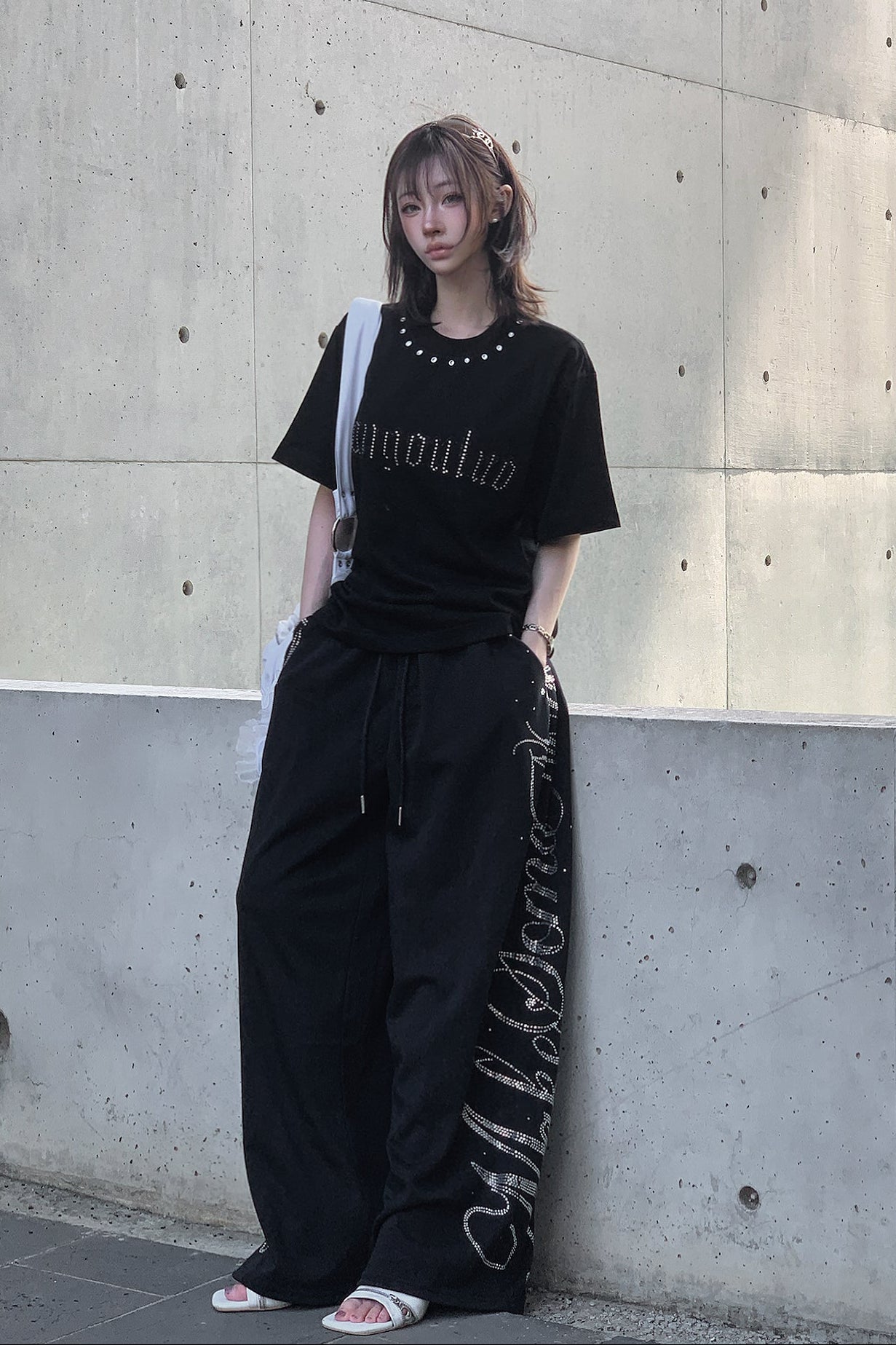 オーバーダブルラインストーンTシャツ KSG21344