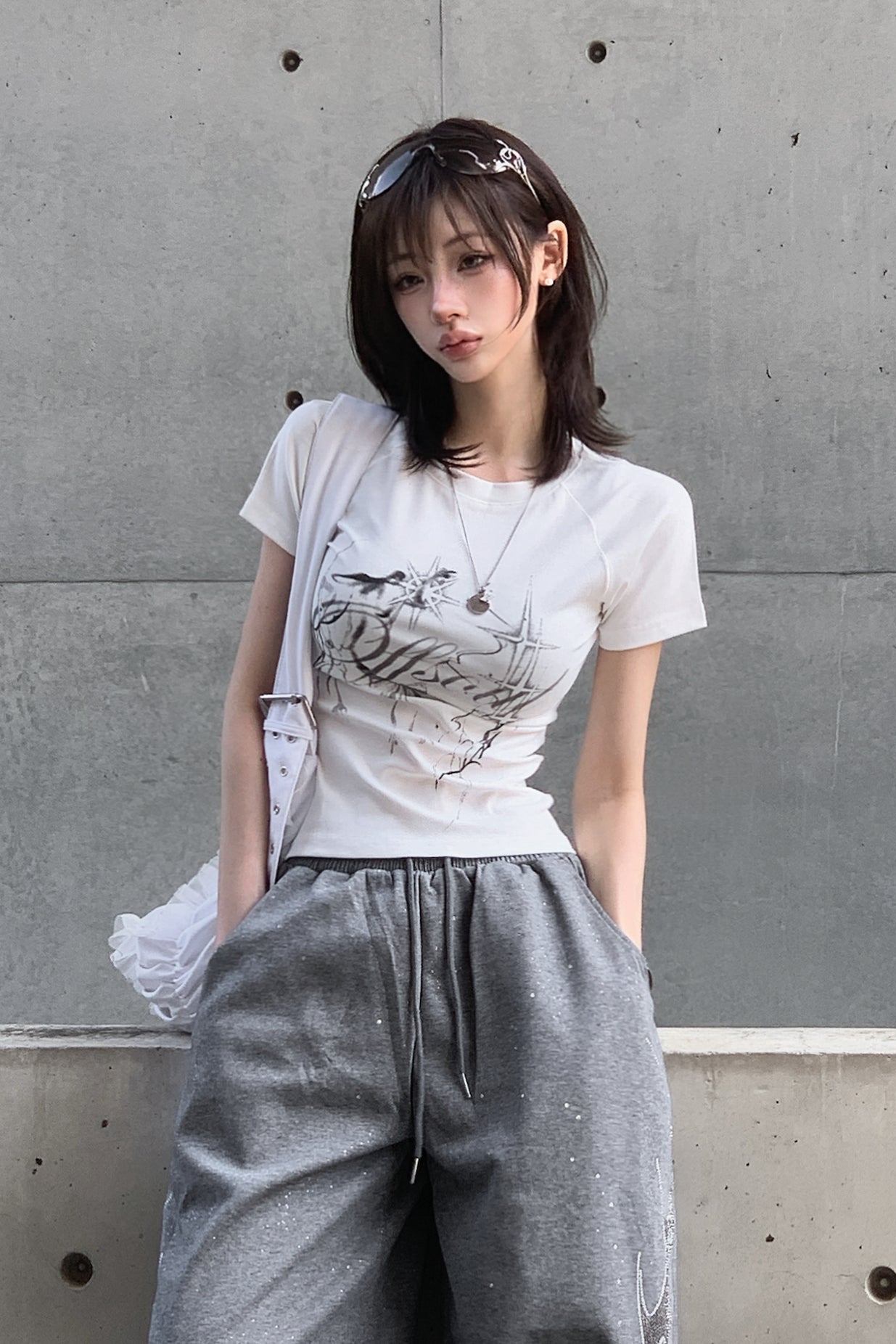 クロップドスタープリントTシャツ KSG21246