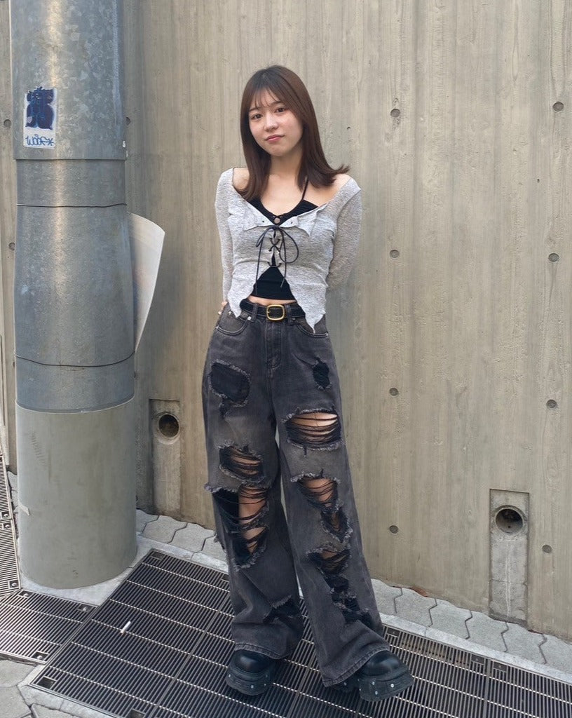 レースアップクロップドトップス+キャミ KSG20582