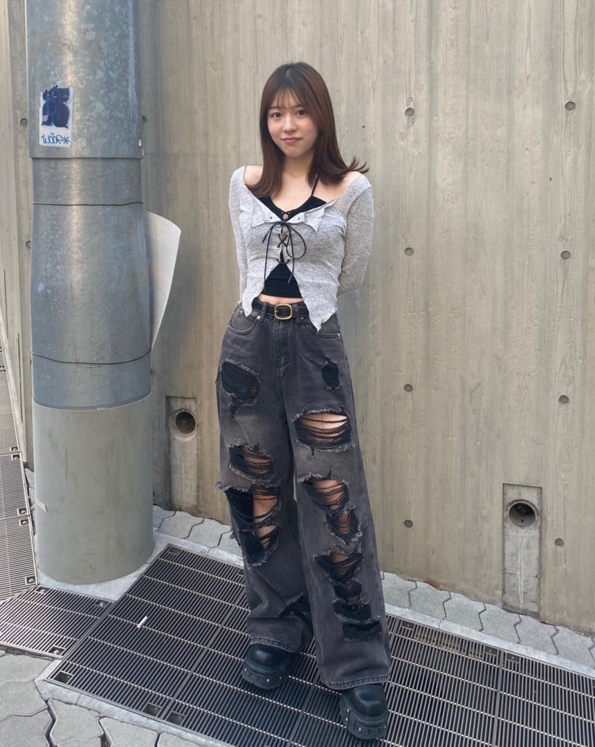 レースアップクロップドトップス+キャミ KSG20582