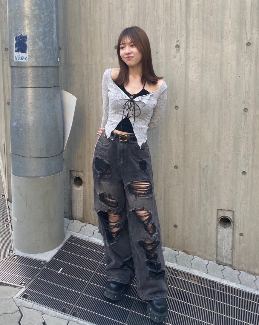 レースアップクロップドトップス+キャミ KSG20582