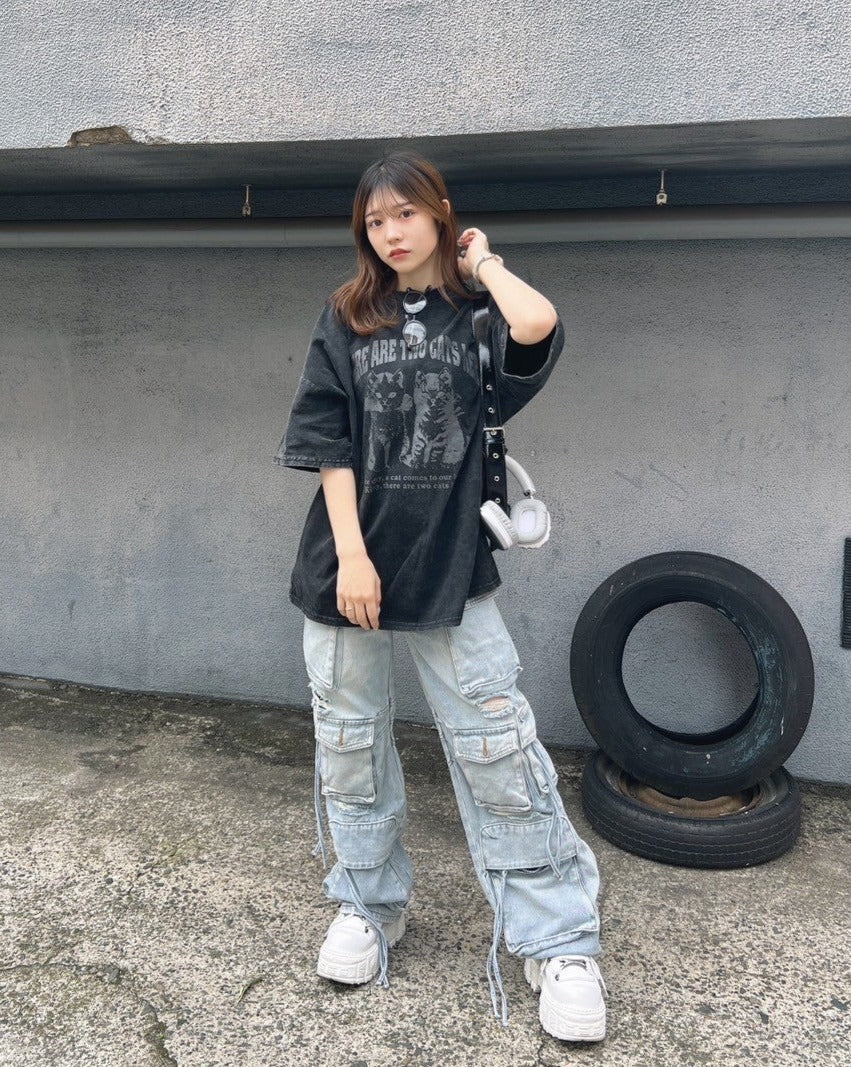 ダメージルーズワイドカーゴデニム KSG19228