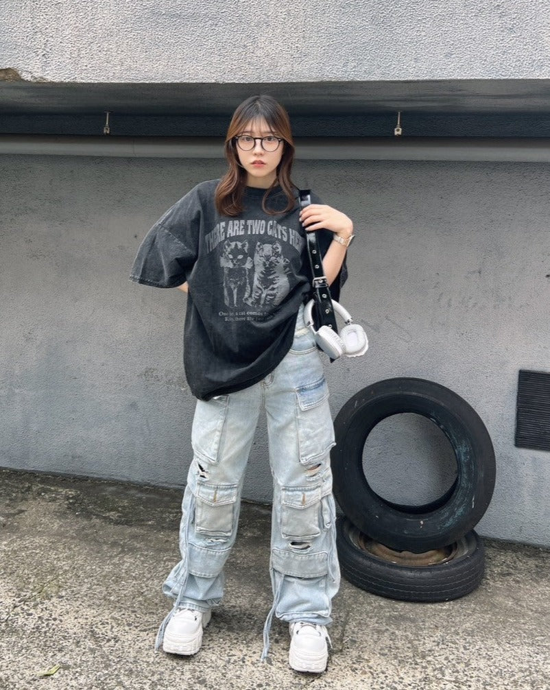 ダメージルーズワイドカーゴデニム KSG19228