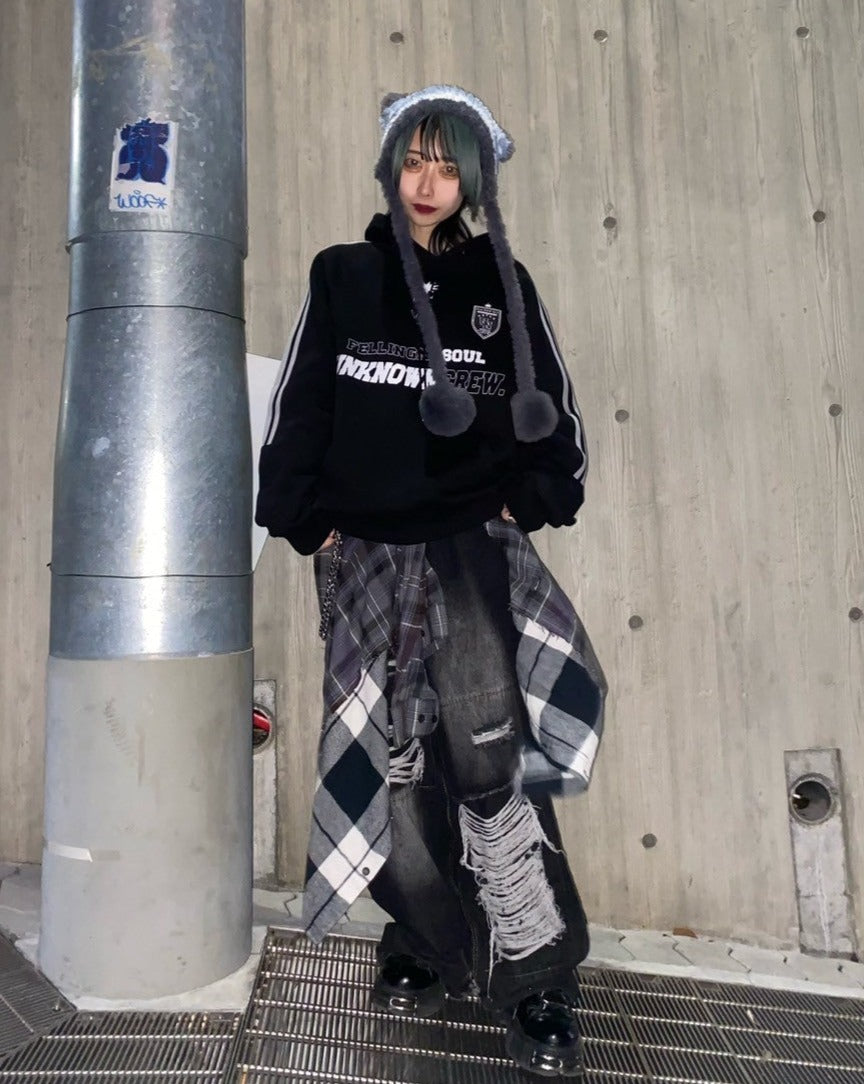 ダメージバギーデニムパンツ KSG19204