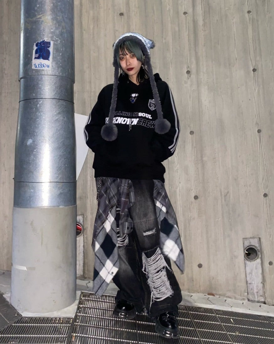 ダメージバギーデニムパンツ KSG19204