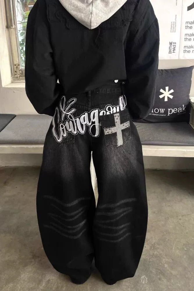 lettering cross pocket denim KSG19312