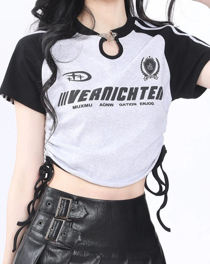 クロップドフックデザインTシャツ KSG20788