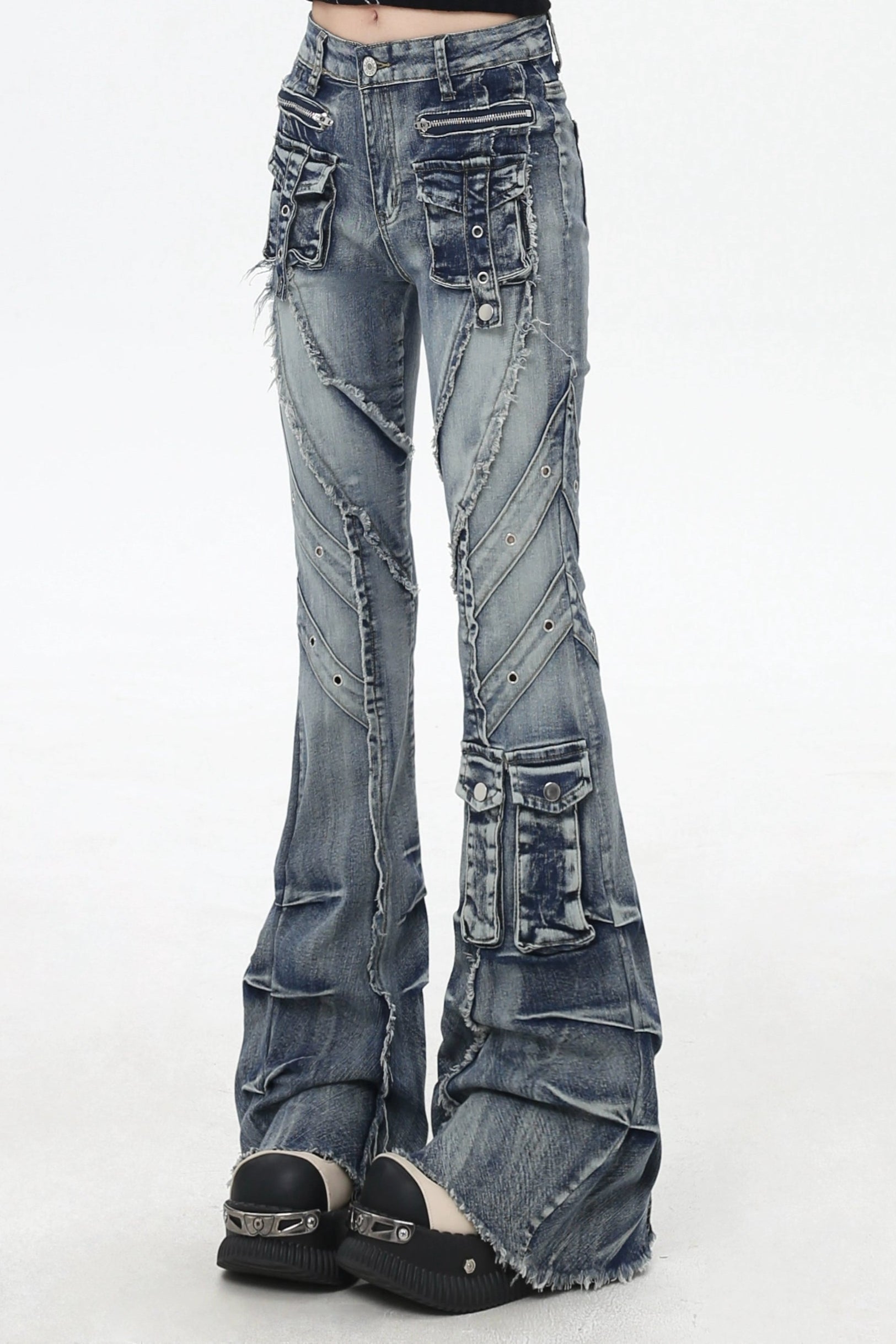 fringe line flare denim KSG19303