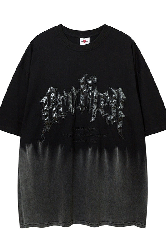 gray bloom lettering T-shirt KSG20792