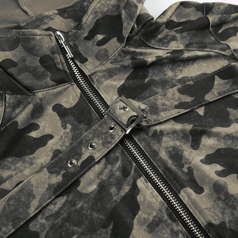 クロップドカモフラージュフーディートップス KSG20804