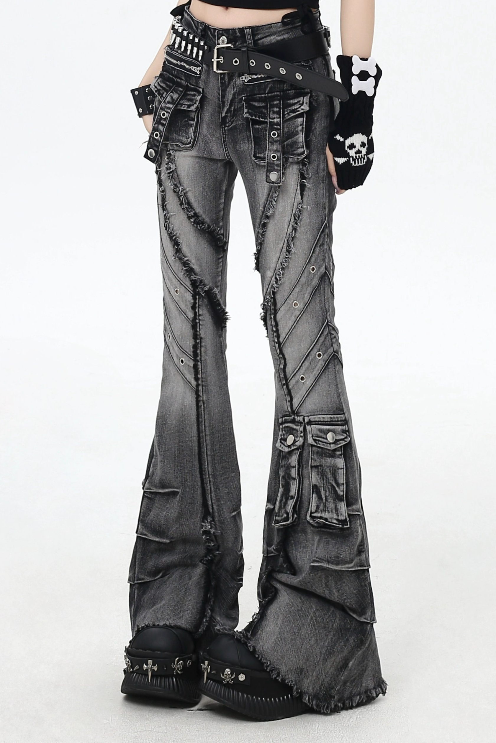 fringe line flare denim KSG19303