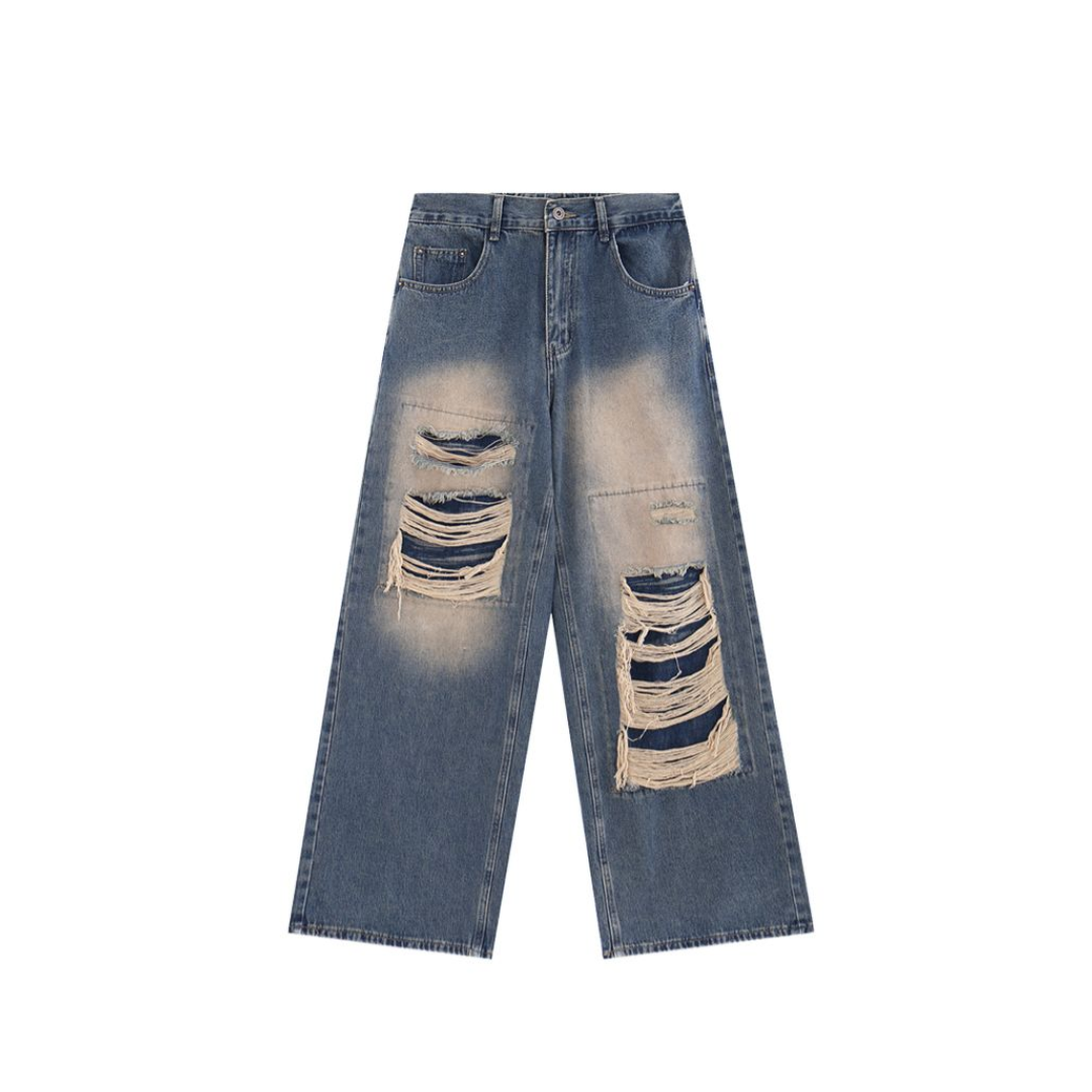 ダメージバギーデニムパンツ KSG17601