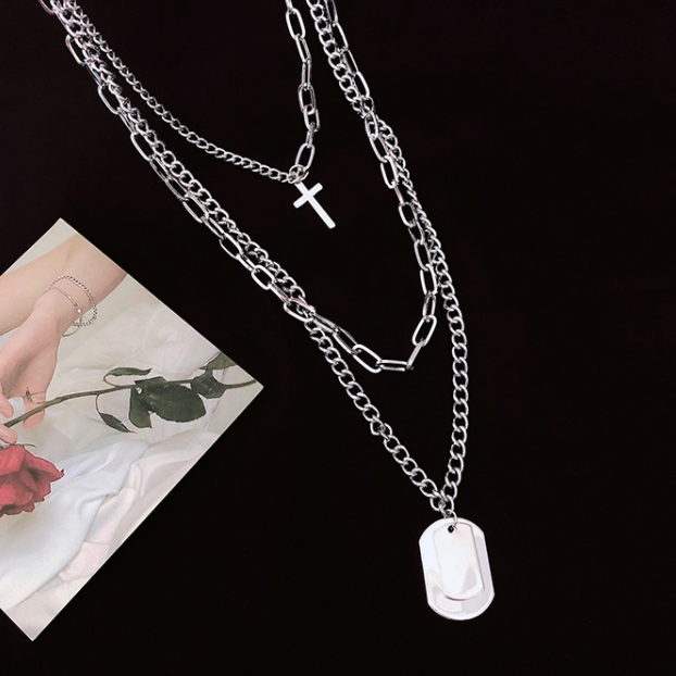 triple street silver necklace KSG11599