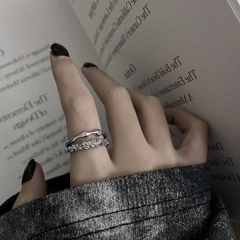 silver double ring KSG12212