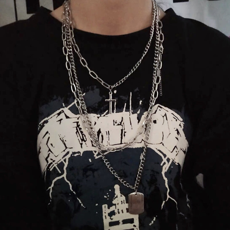 triple street silver necklace KSG11599