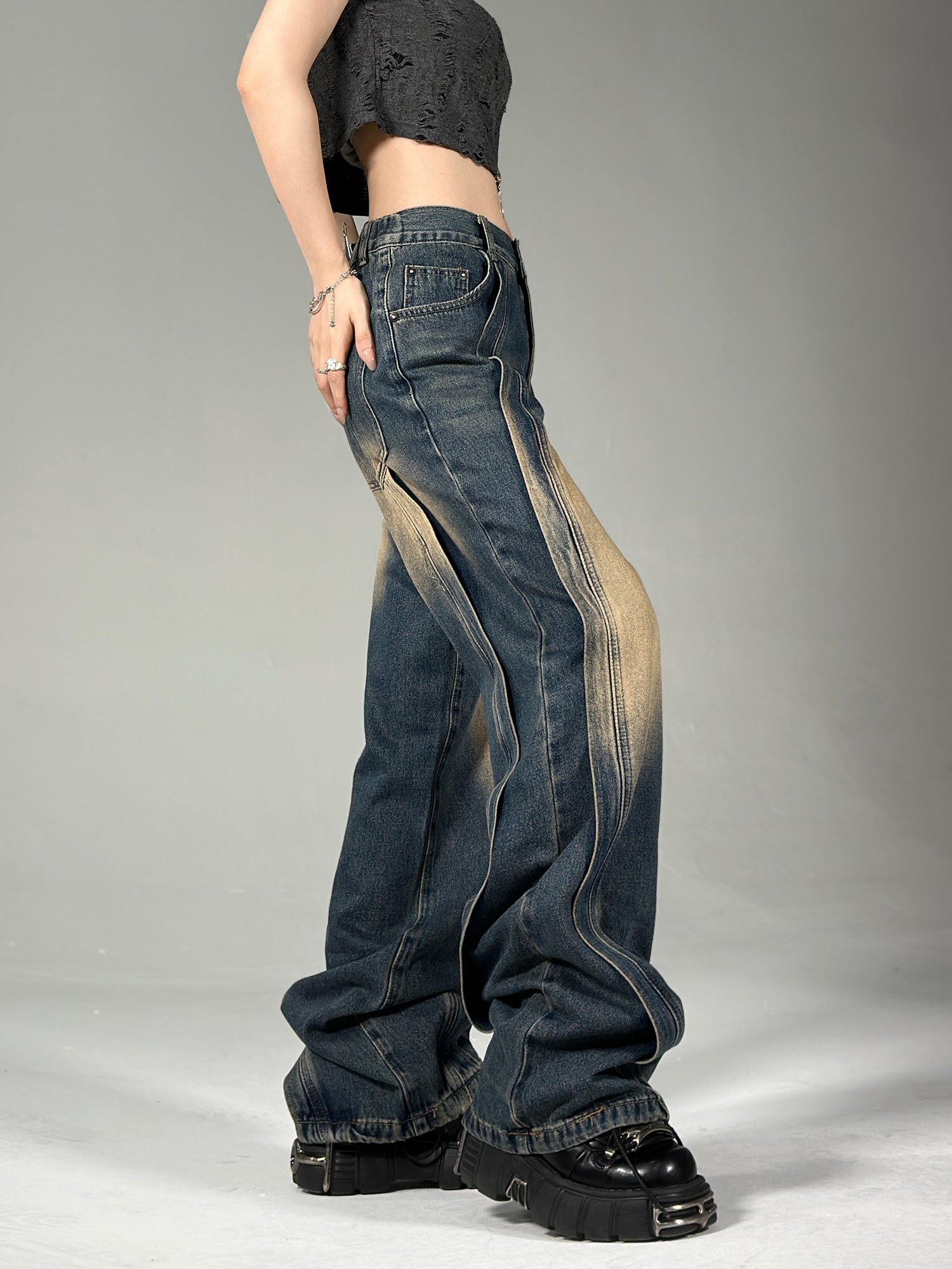 ストリートウォッシュルーズデニムパンツ KSG17728