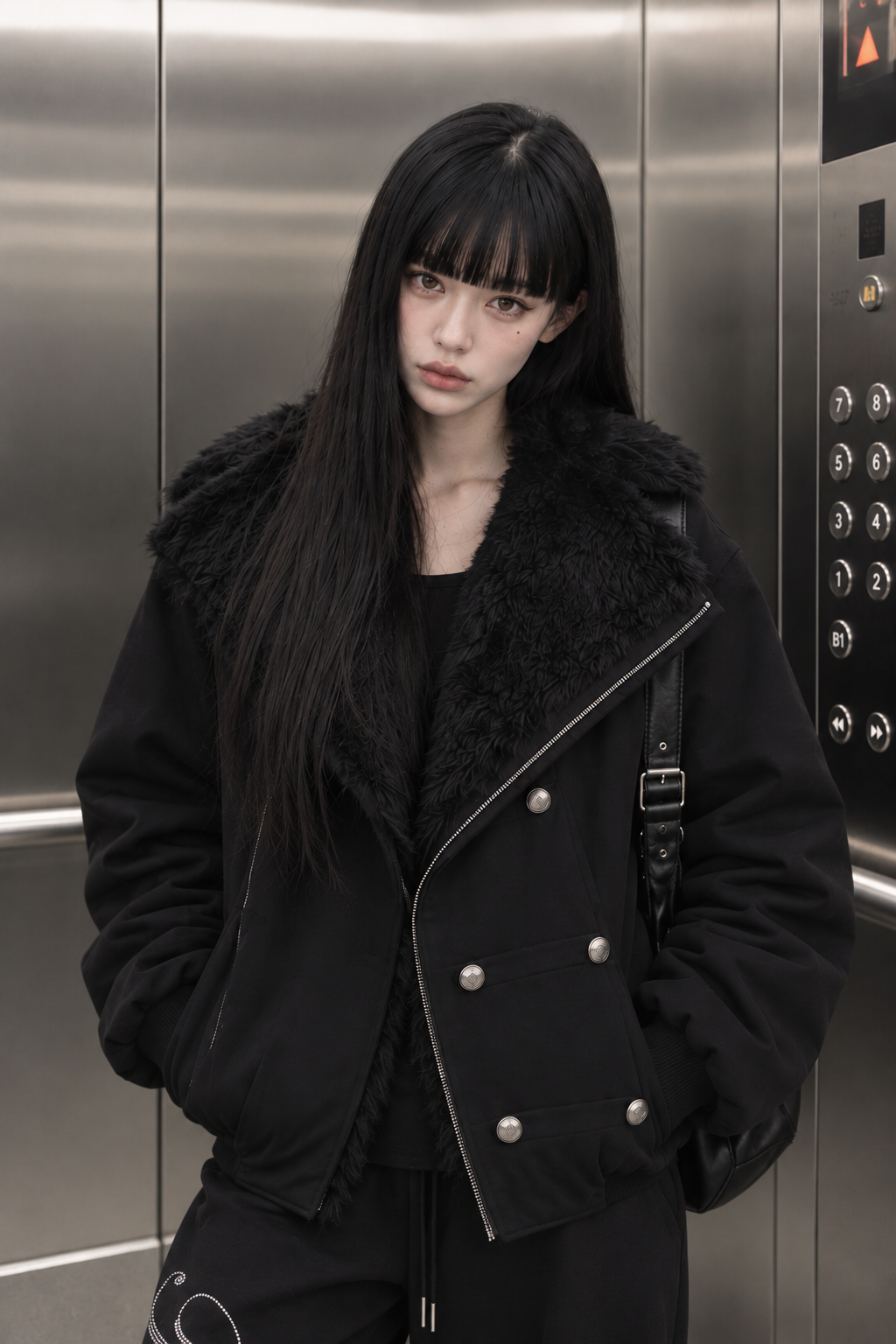 ファーカラーダブルボタンブルゾン KSG30135