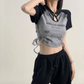 チャイナ風シャーリングクロップドTシャツ KSG17677