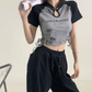 チャイナ風シャーリングクロップドTシャツ KSG17677