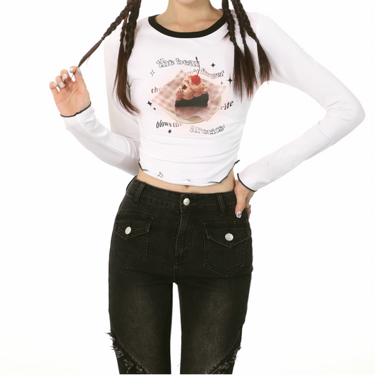 ケーキプリントロングTシャツ KSG17869