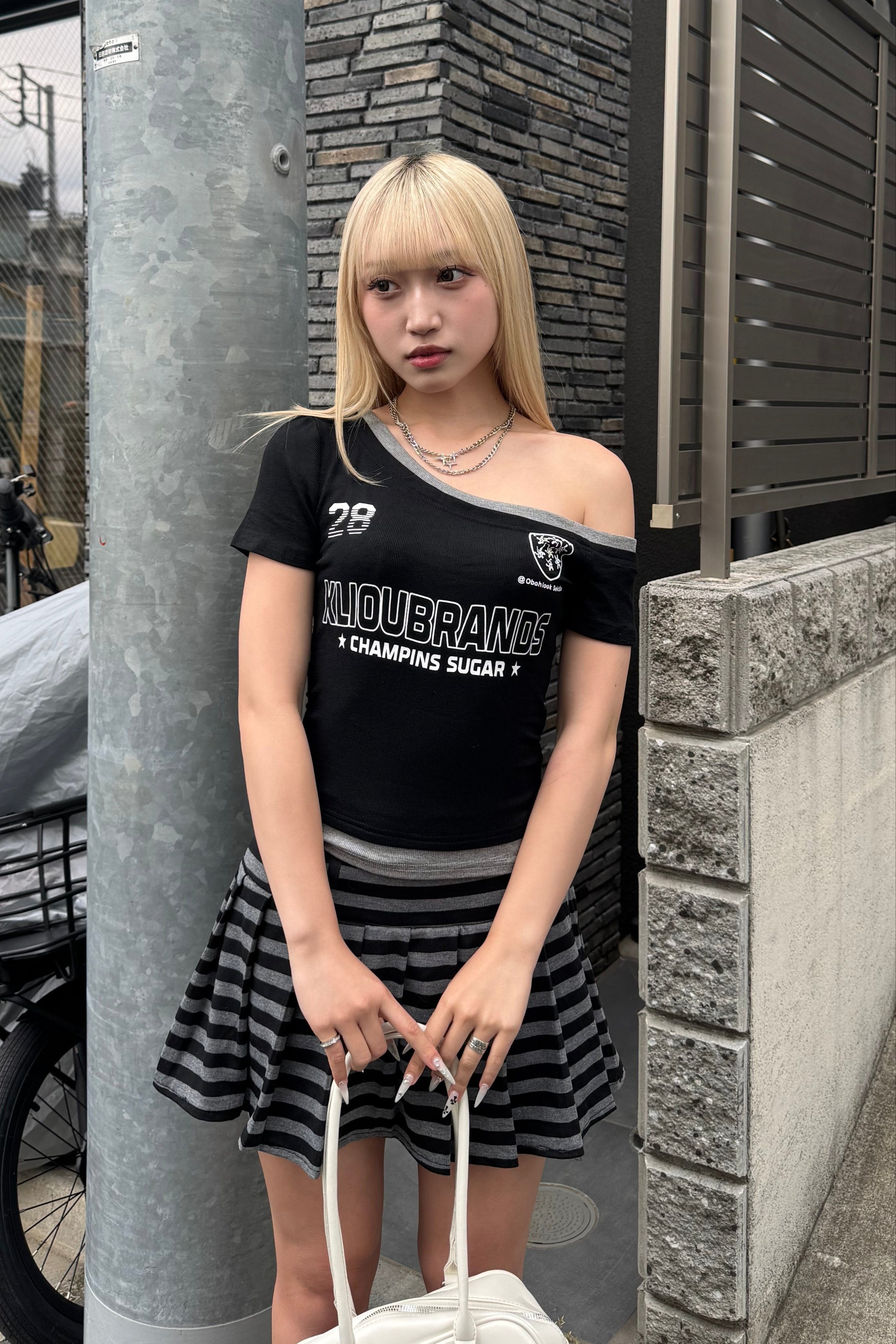 ボーダープリーツミニスカート KSG20843