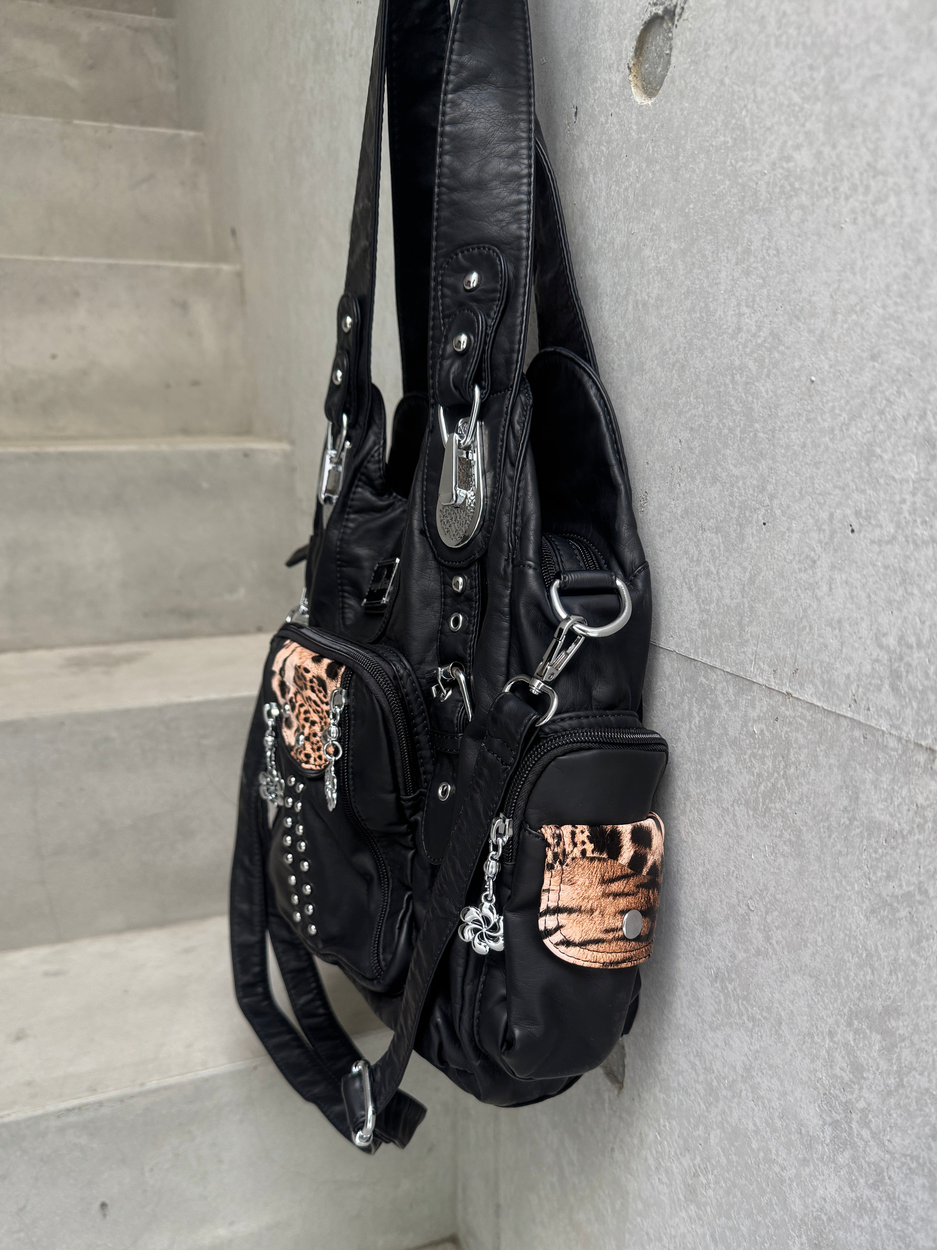 reopard leather 2way bag KSG40074