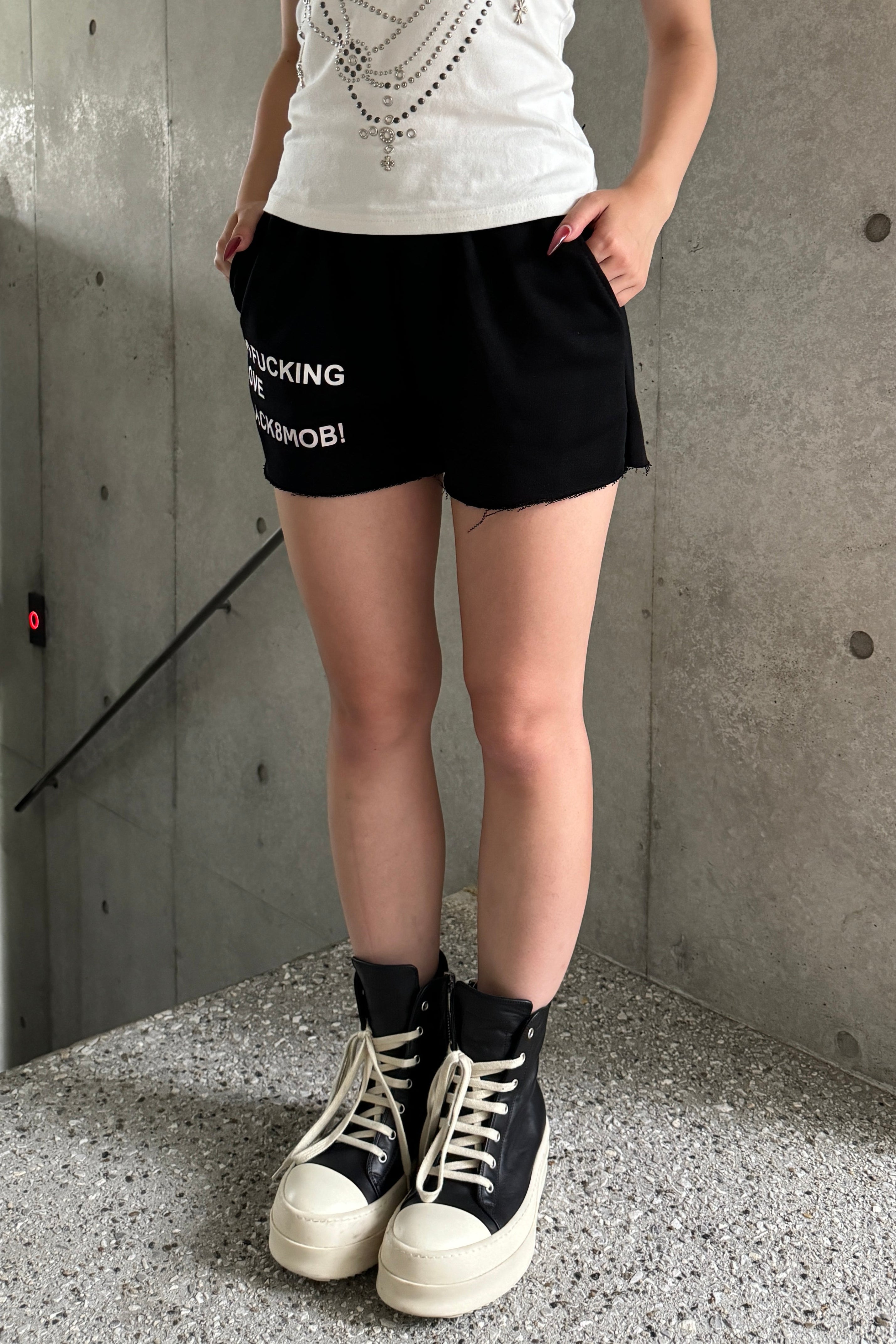 raw hem sweat short pants KSG19311