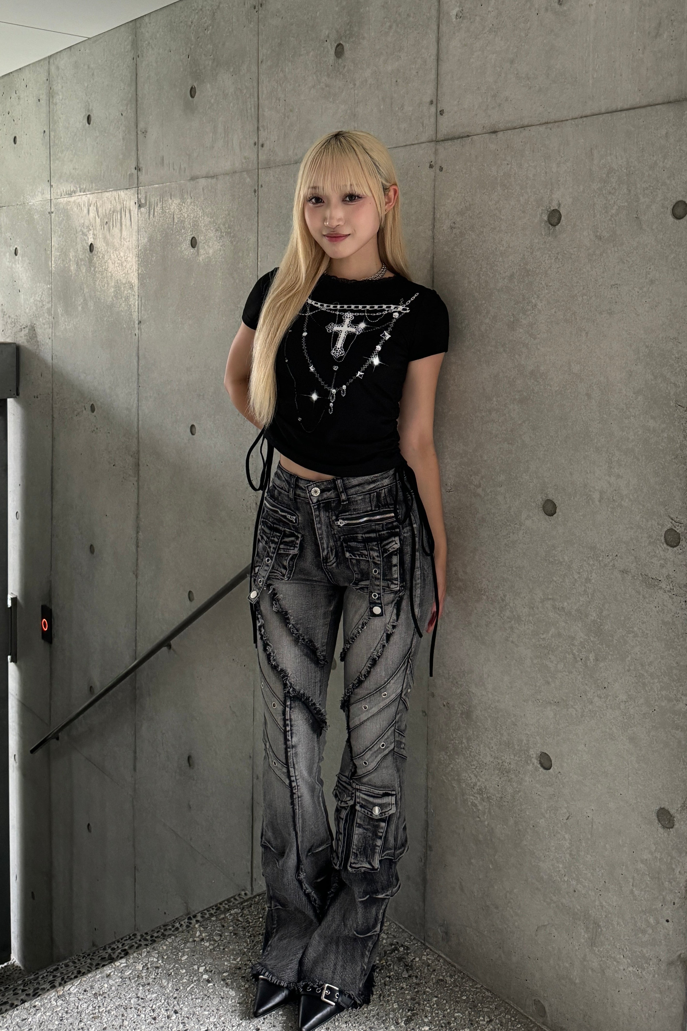 shining chain shirring T KSG20913