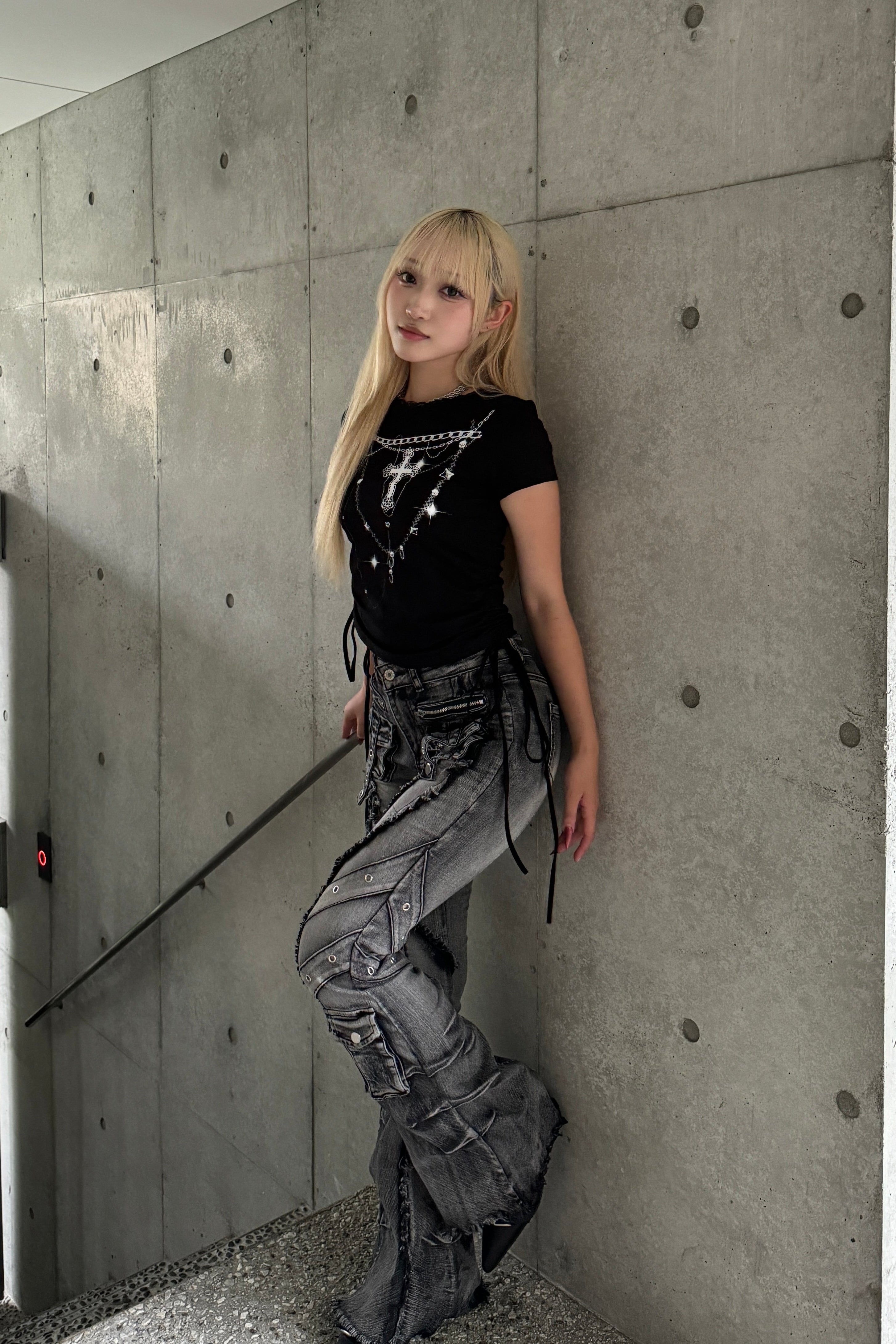 shining chain shirring T KSG20913