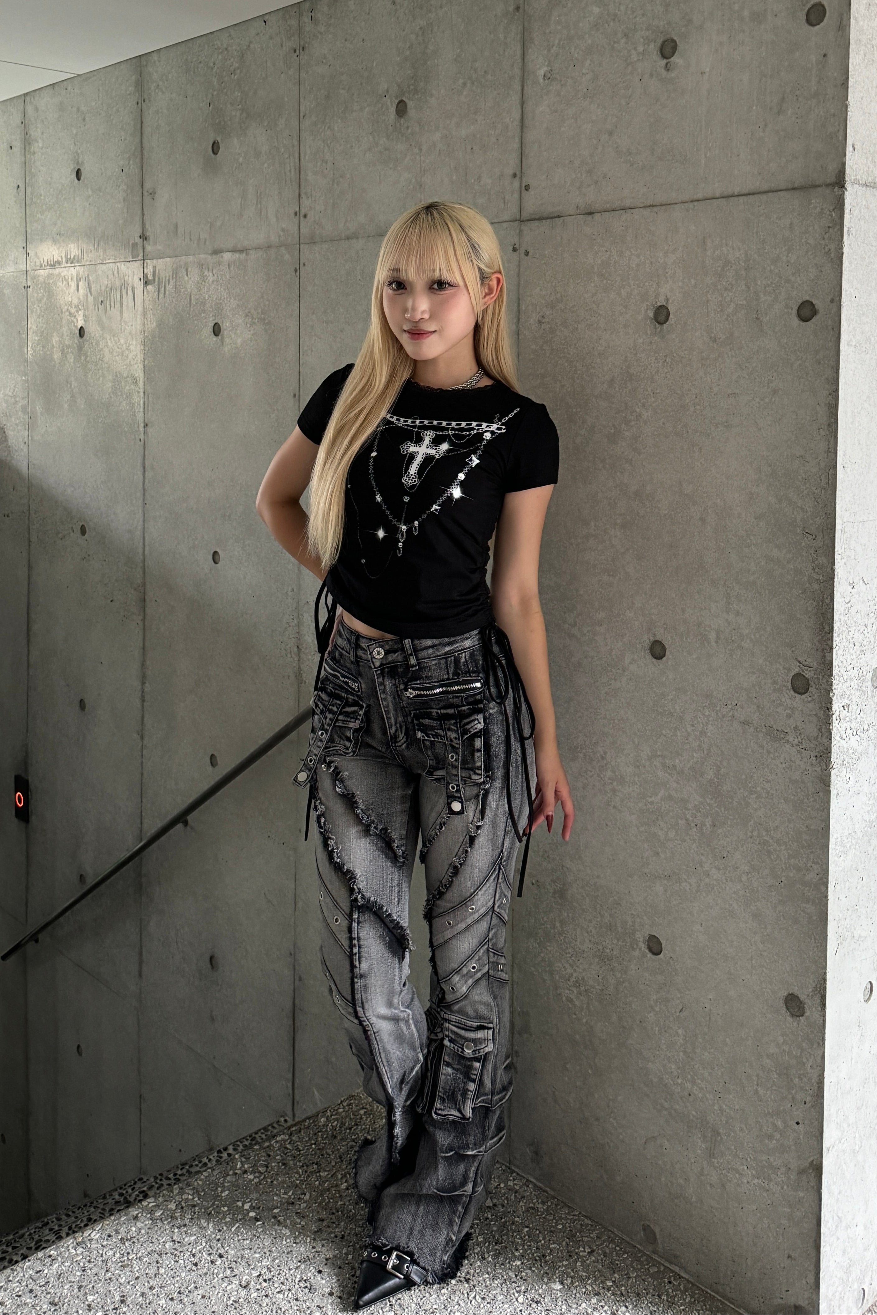 shining chain shirring T KSG20913