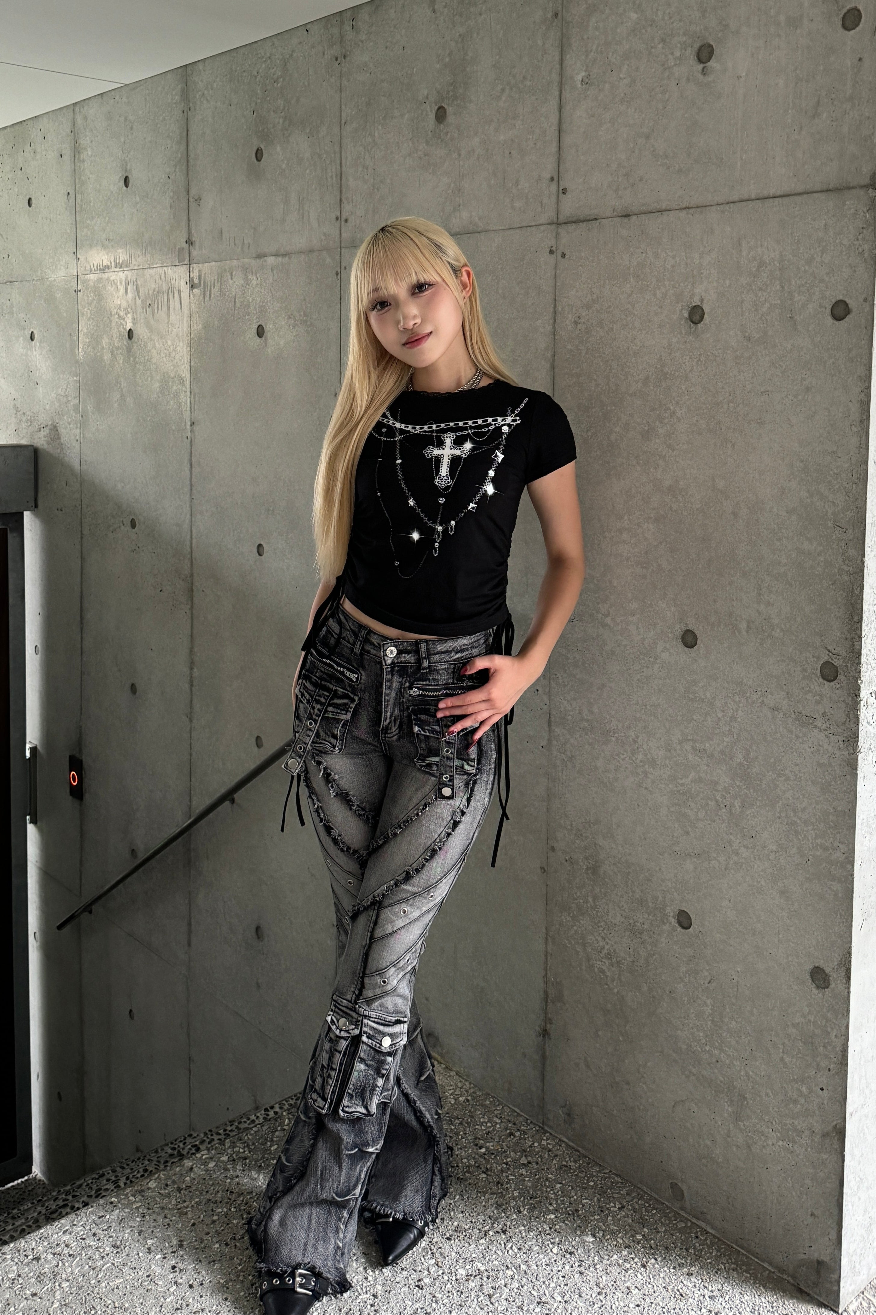 shining chain shirring T KSG20913