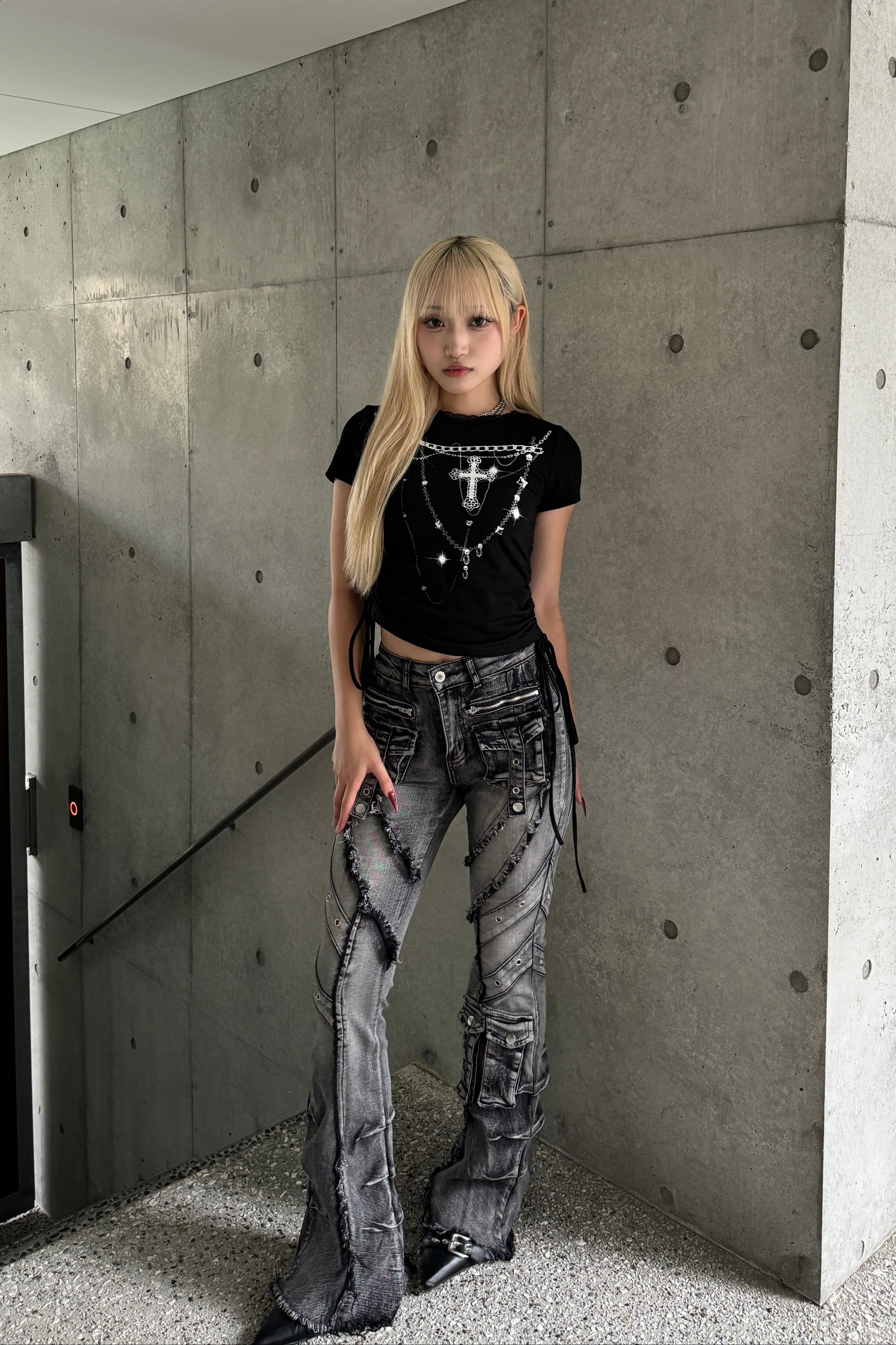 shining chain shirring T KSG20913