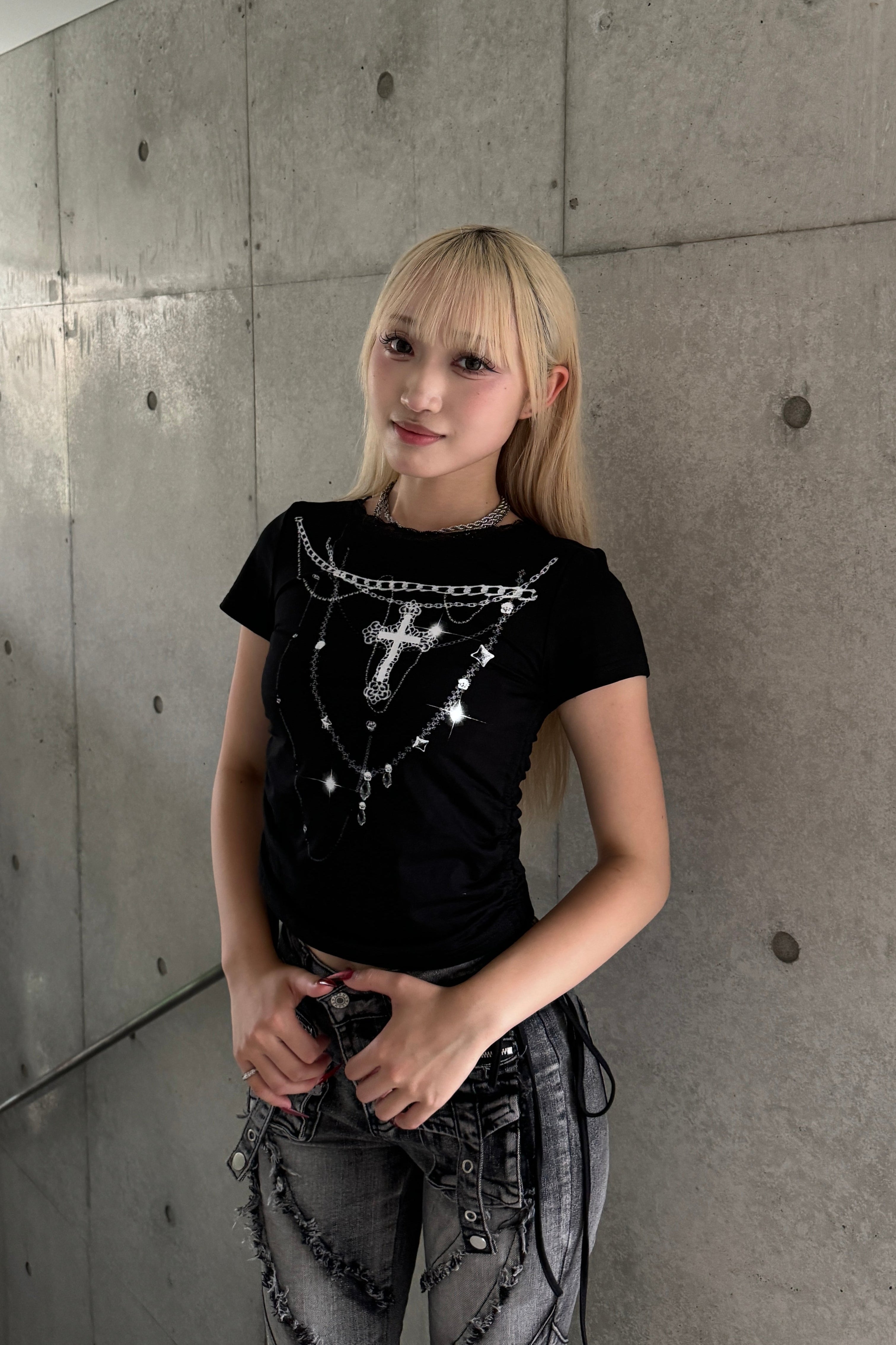 shining chain shirring T KSG20913