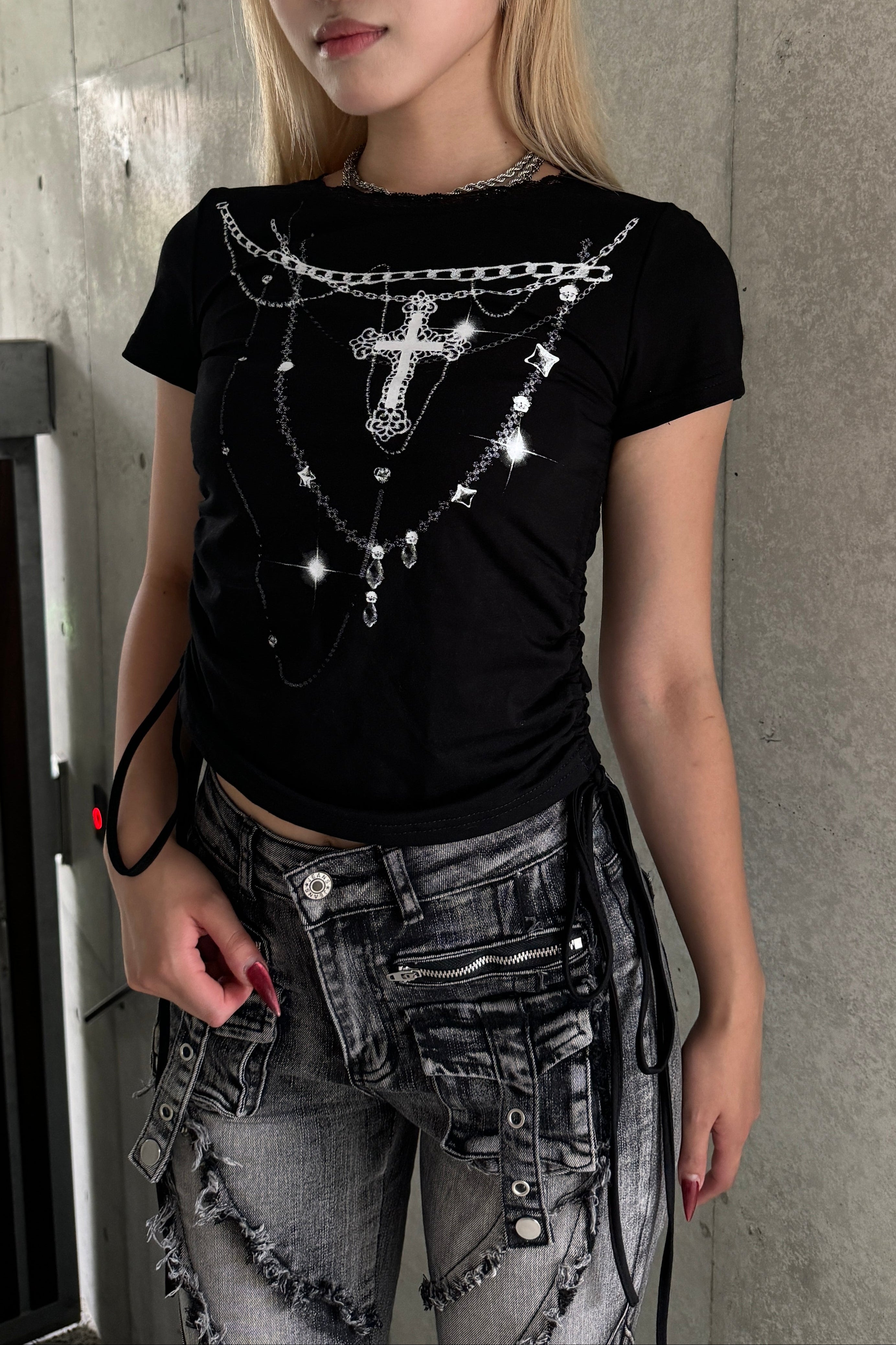 shining chain shirring T KSG20913