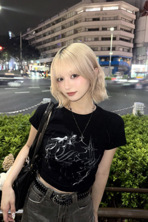 クロップドスタープリントTシャツ KSG20841