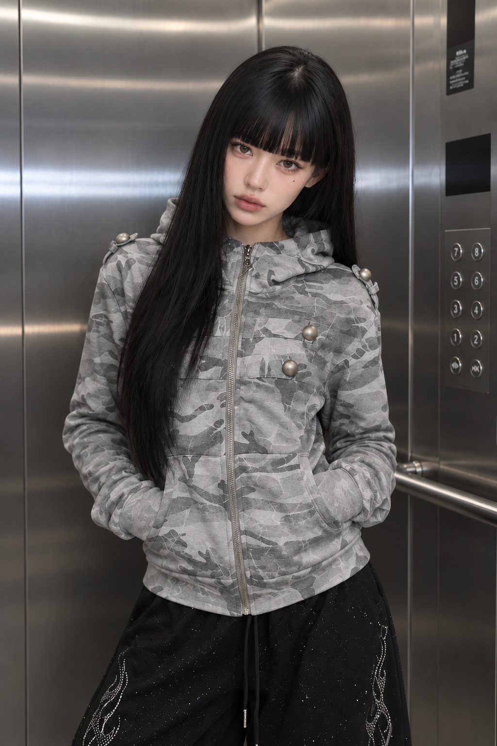 カモフラナポレオンハイネックジャケット KSG30123